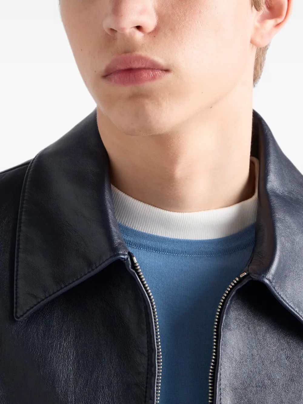 Prada Superfijne wollen trui met ronde hals Blauw