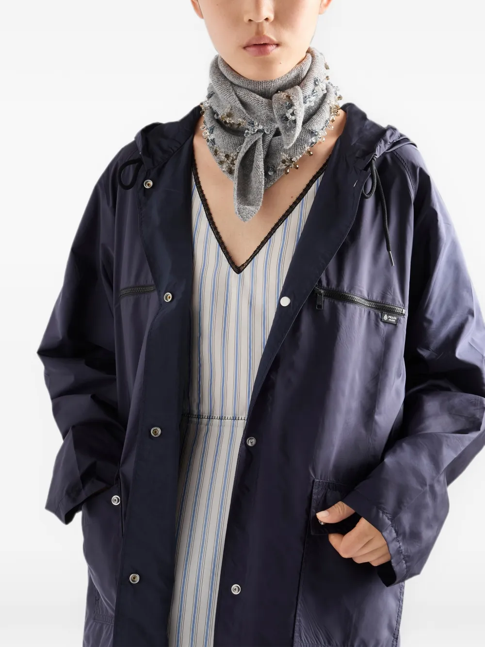 Prada Gestreepte jurk met strik Wit