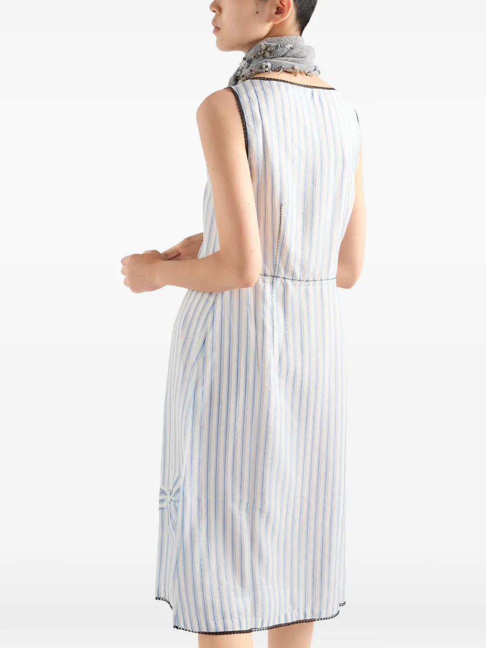 Prada Gestreepte jurk met strik Wit