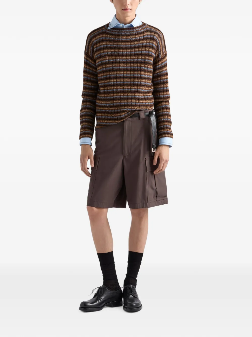 Prada Shetland wollen trui met boothals Bruin