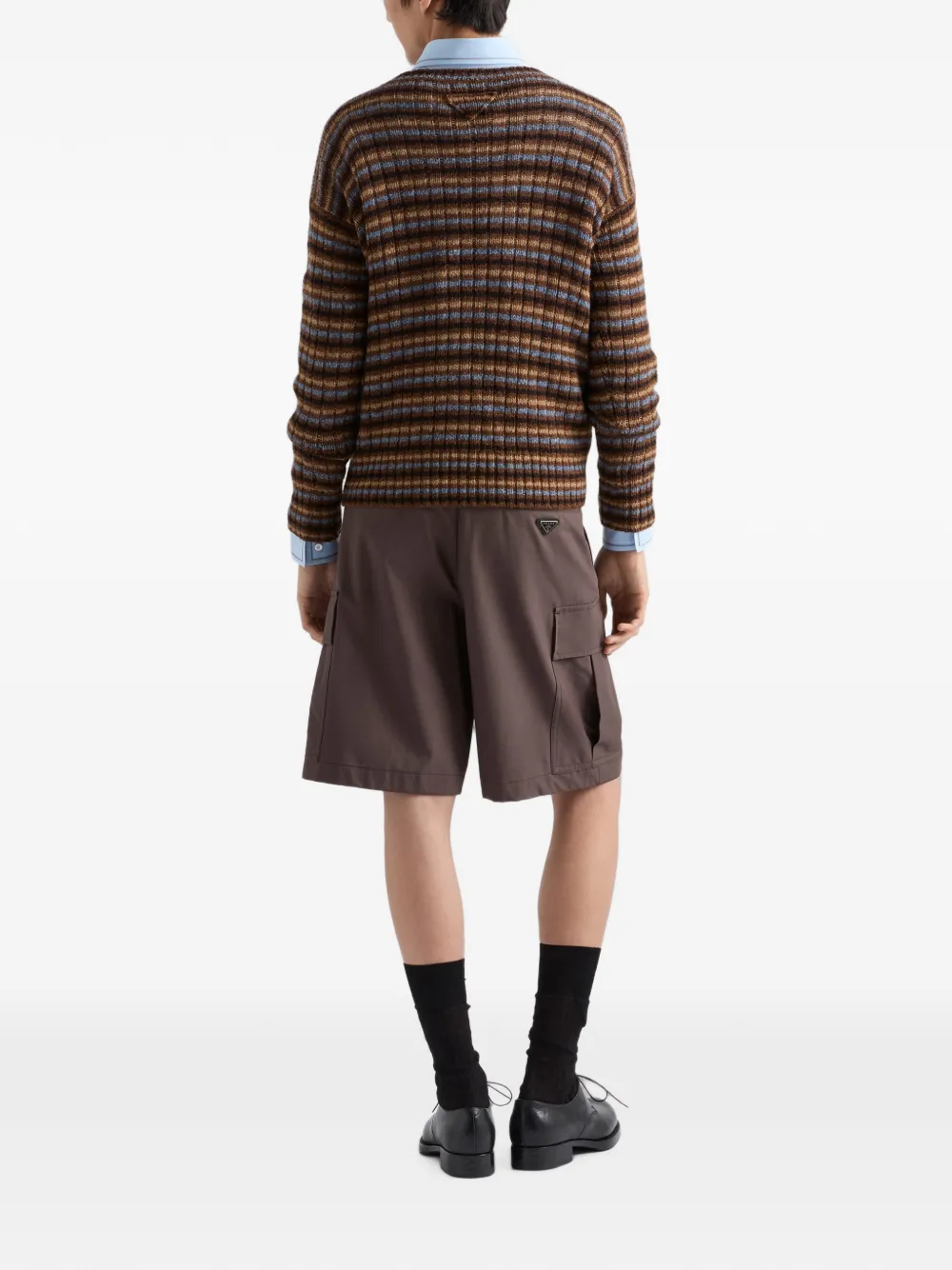 Prada Shetland wollen trui met boothals Bruin