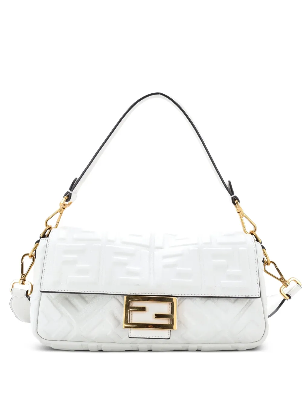 Fendi Pre-Owned Mittelgroße NM Umhängetasche mit Zucca-Prägung - Weiß