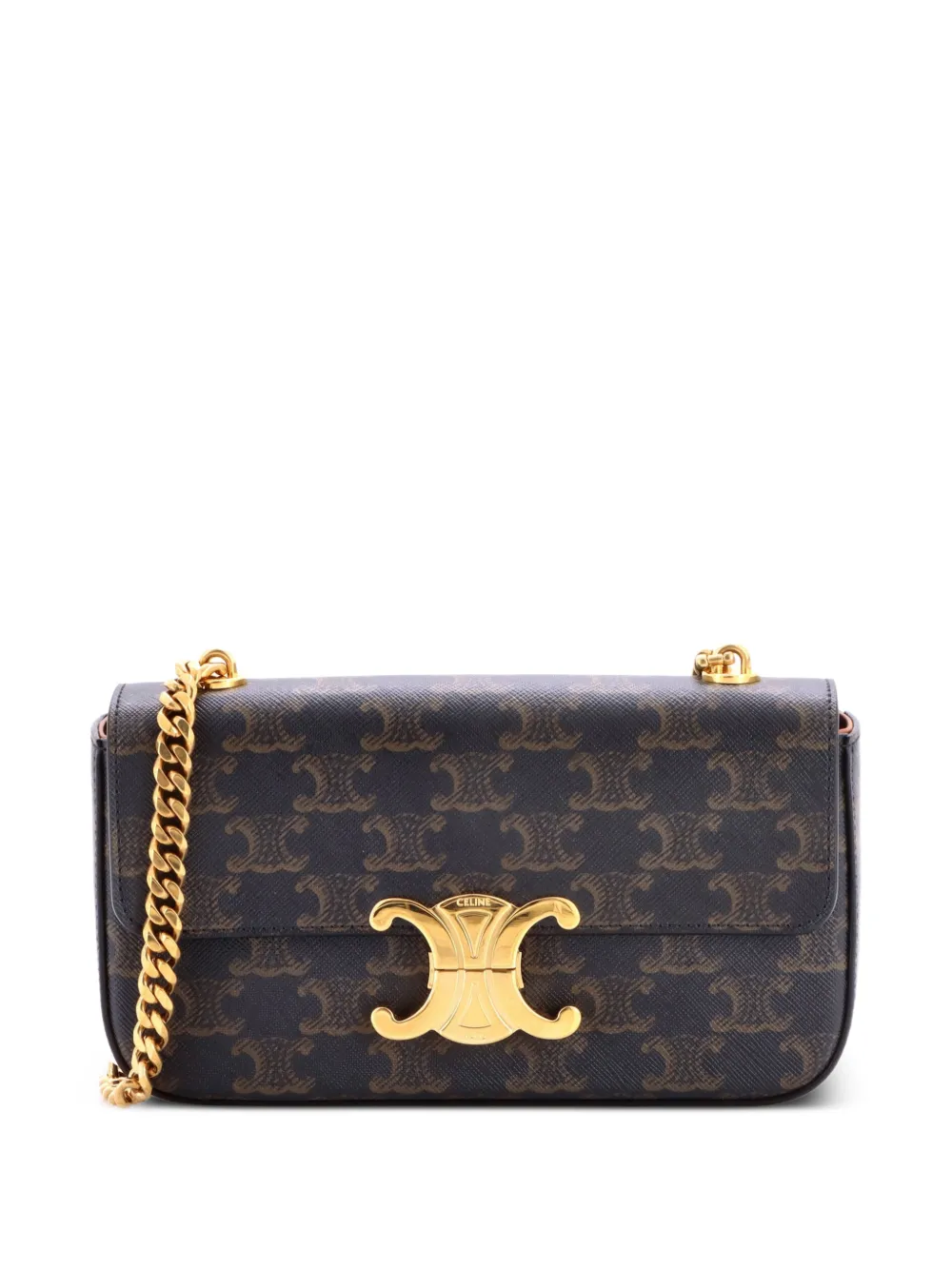 Celine Pre-Owned Triomphe Chain Triomphe Coated Canvas Small shoulder bag - Brown