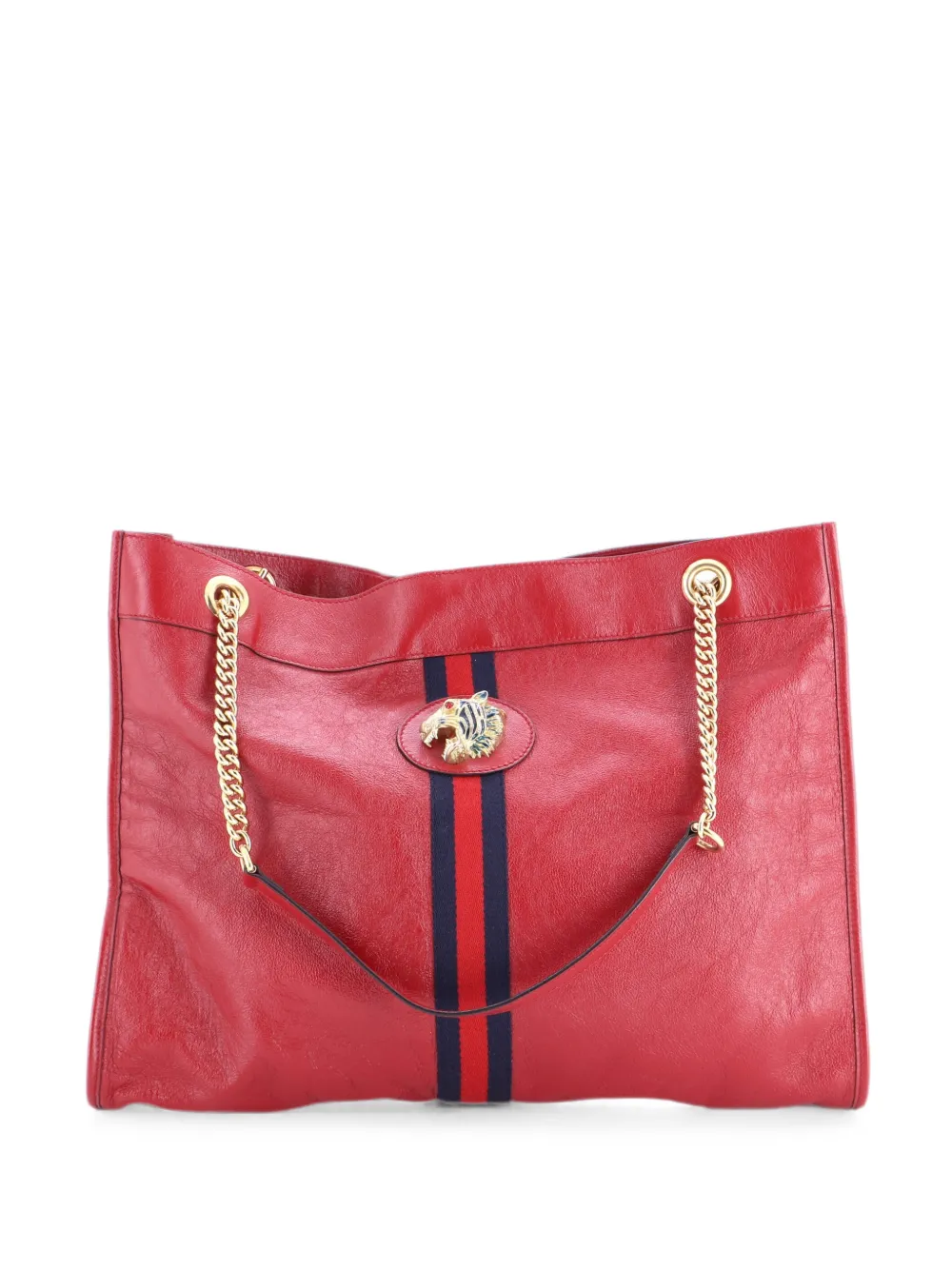 Gucci Pre-Owned Borsa tote Rajah grande in pelle con catena - Rosso