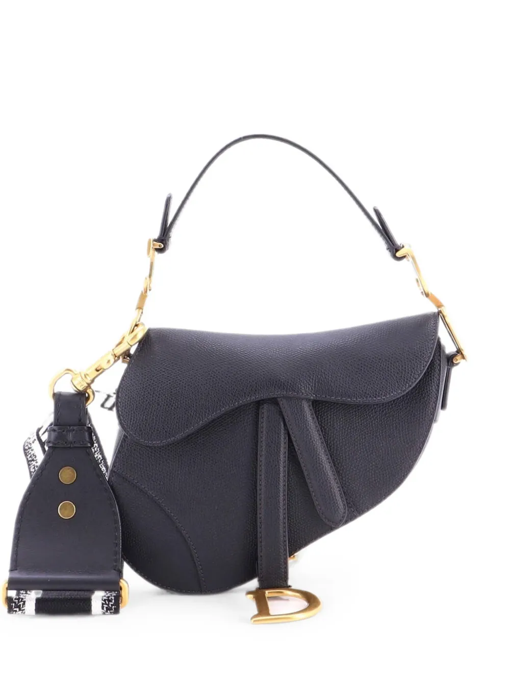 Christian Dior Pre-Owned Borsa a spalla Saddle mini in pelle con tracolla - Nero