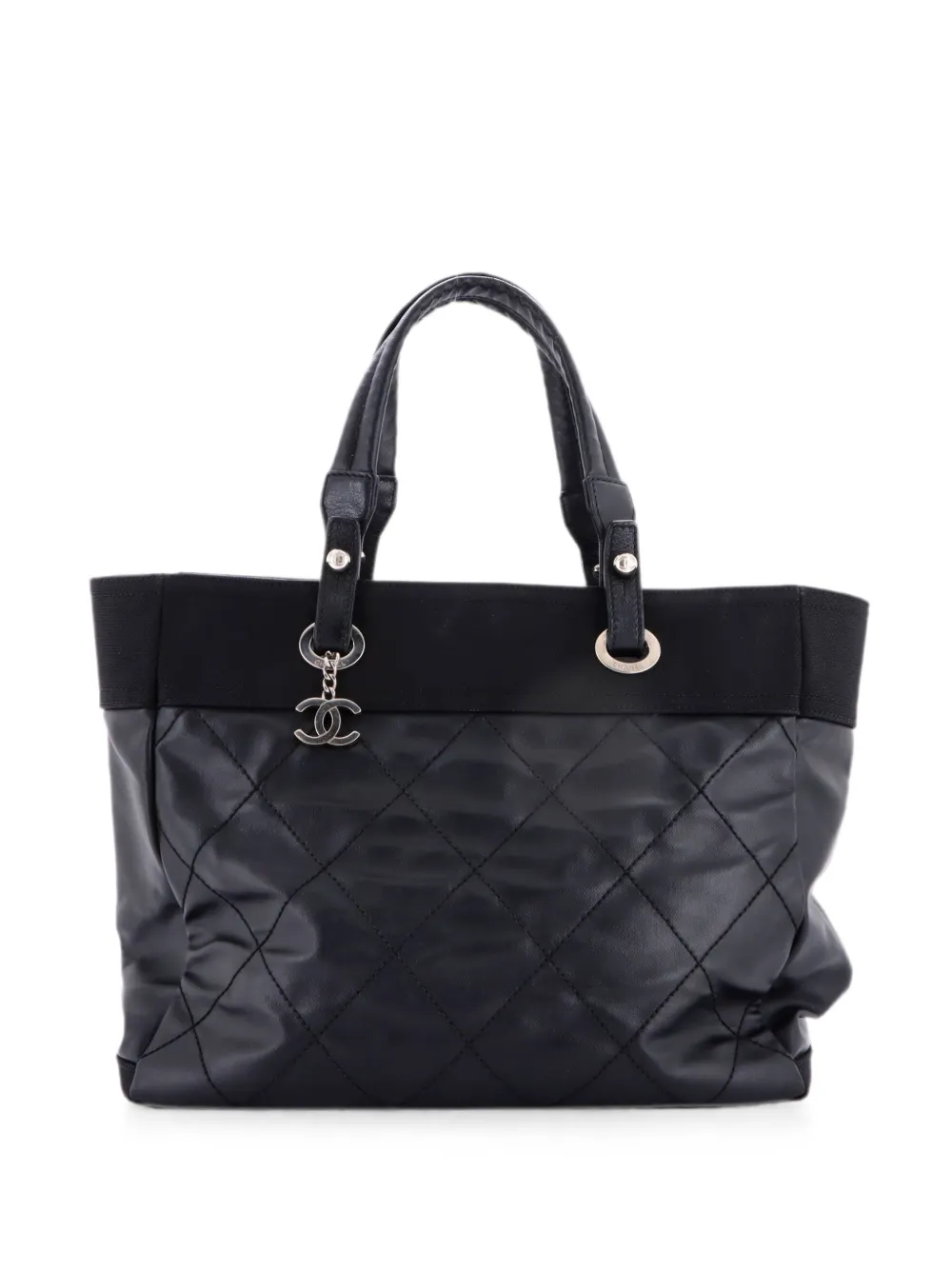 CHANEL Pre-Owned Biarritz Quilted Coated Canvas Large tote bag - Black