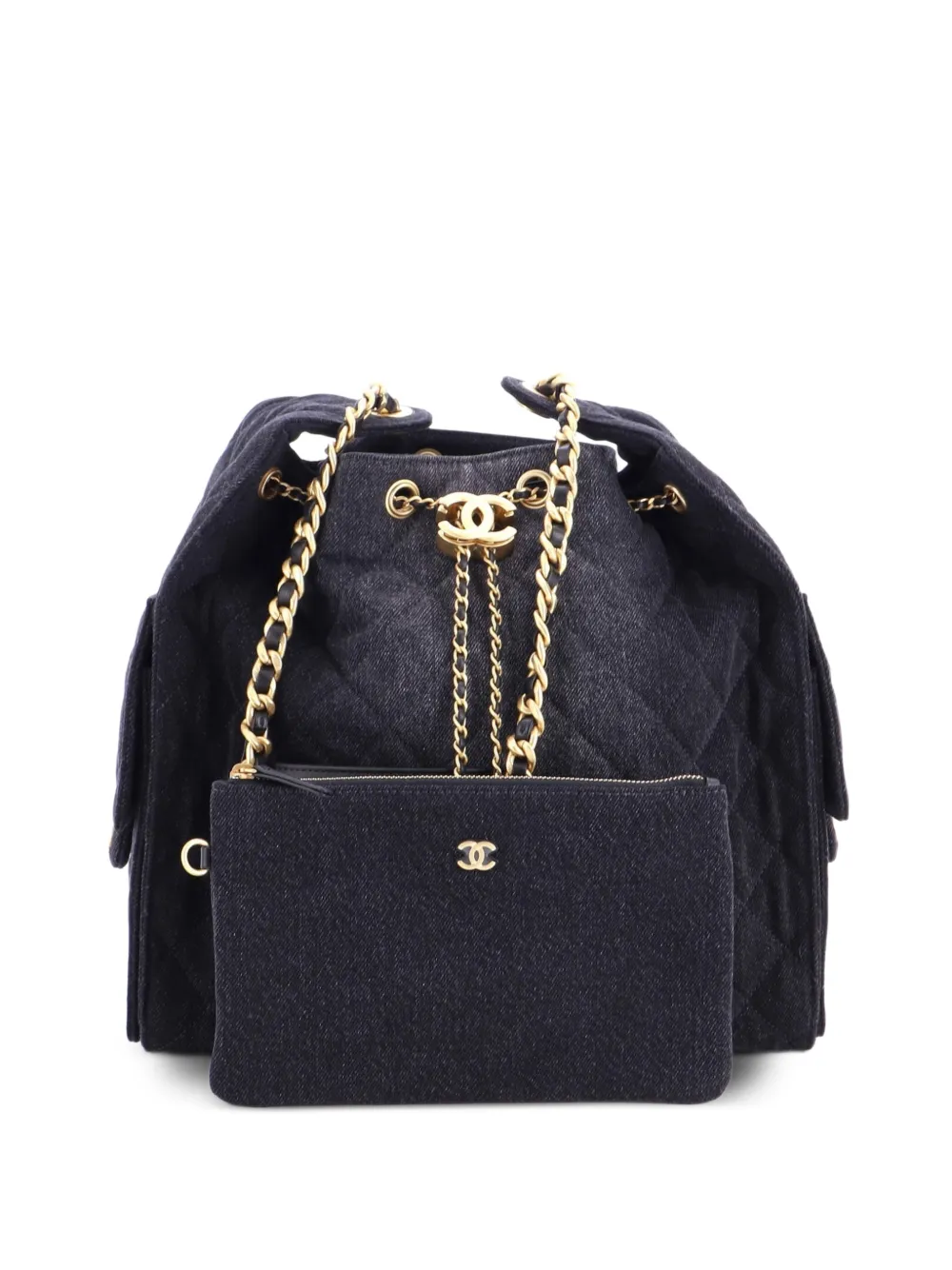 CHANEL Pre-Owned 25 Quilted Denim Medium hobo bag - Black