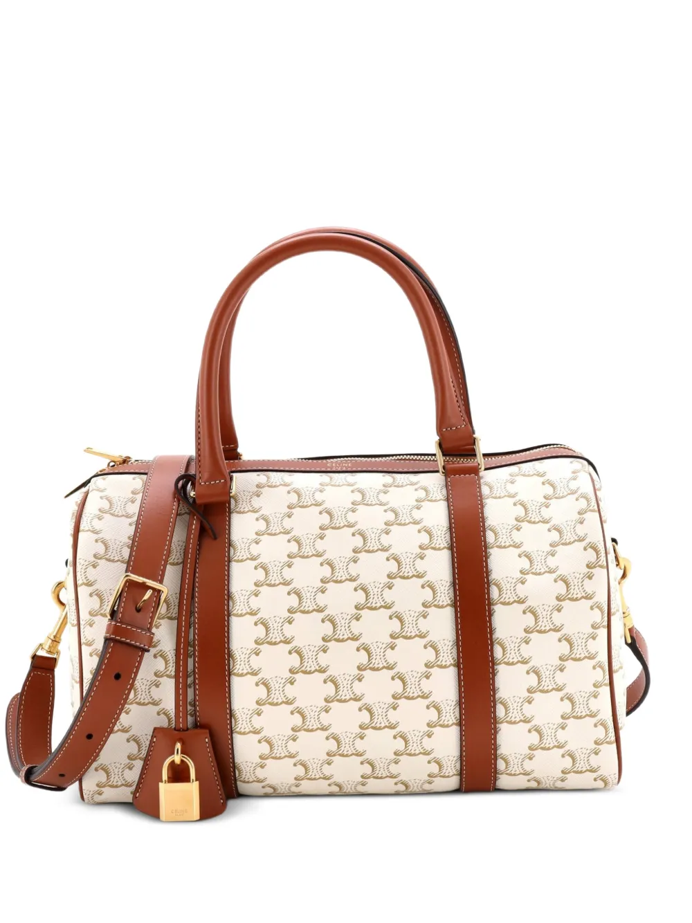 Celine Pre-Owned Boston Bag Triomphe Coated Canvas Large handbag - Brown