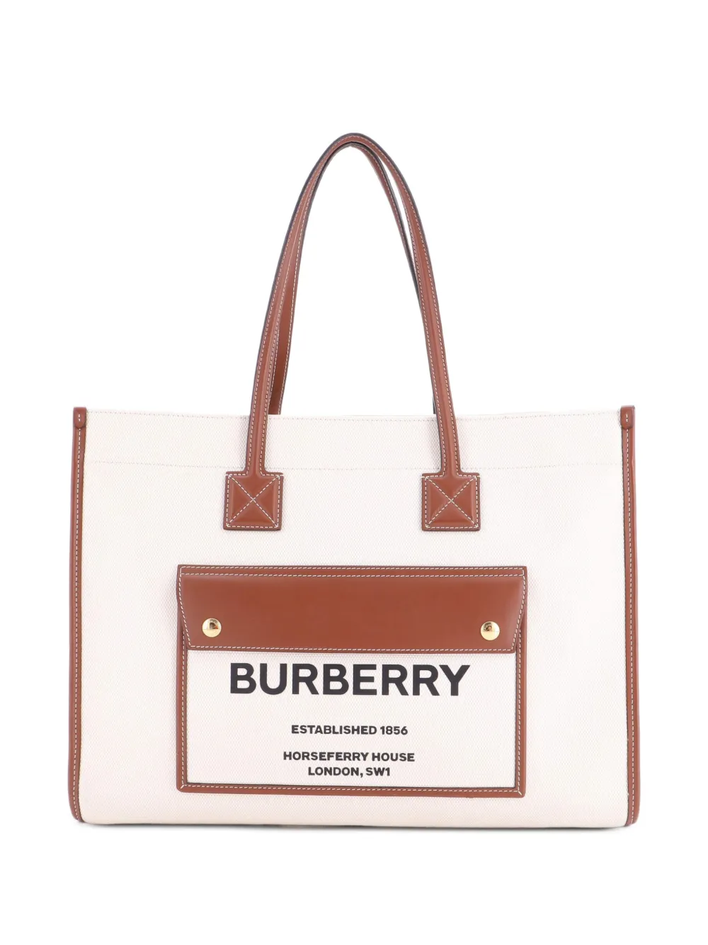 Burberry Pre-Owned Borsa tote Freya media in pelle e tela - Marrone