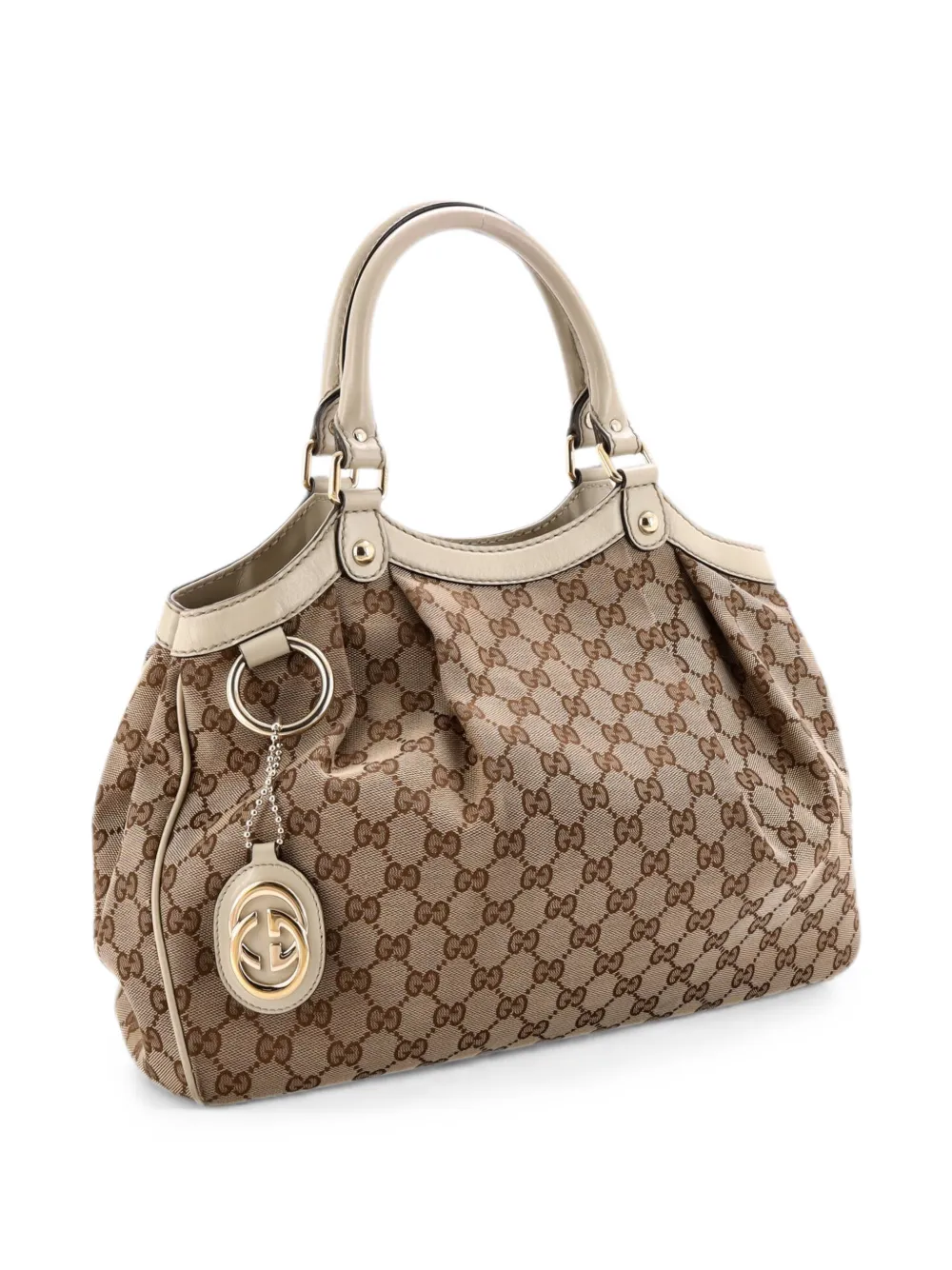 Gucci Pre-Owned Borsa tote Sukey media in tela GG e pelle - Marrone