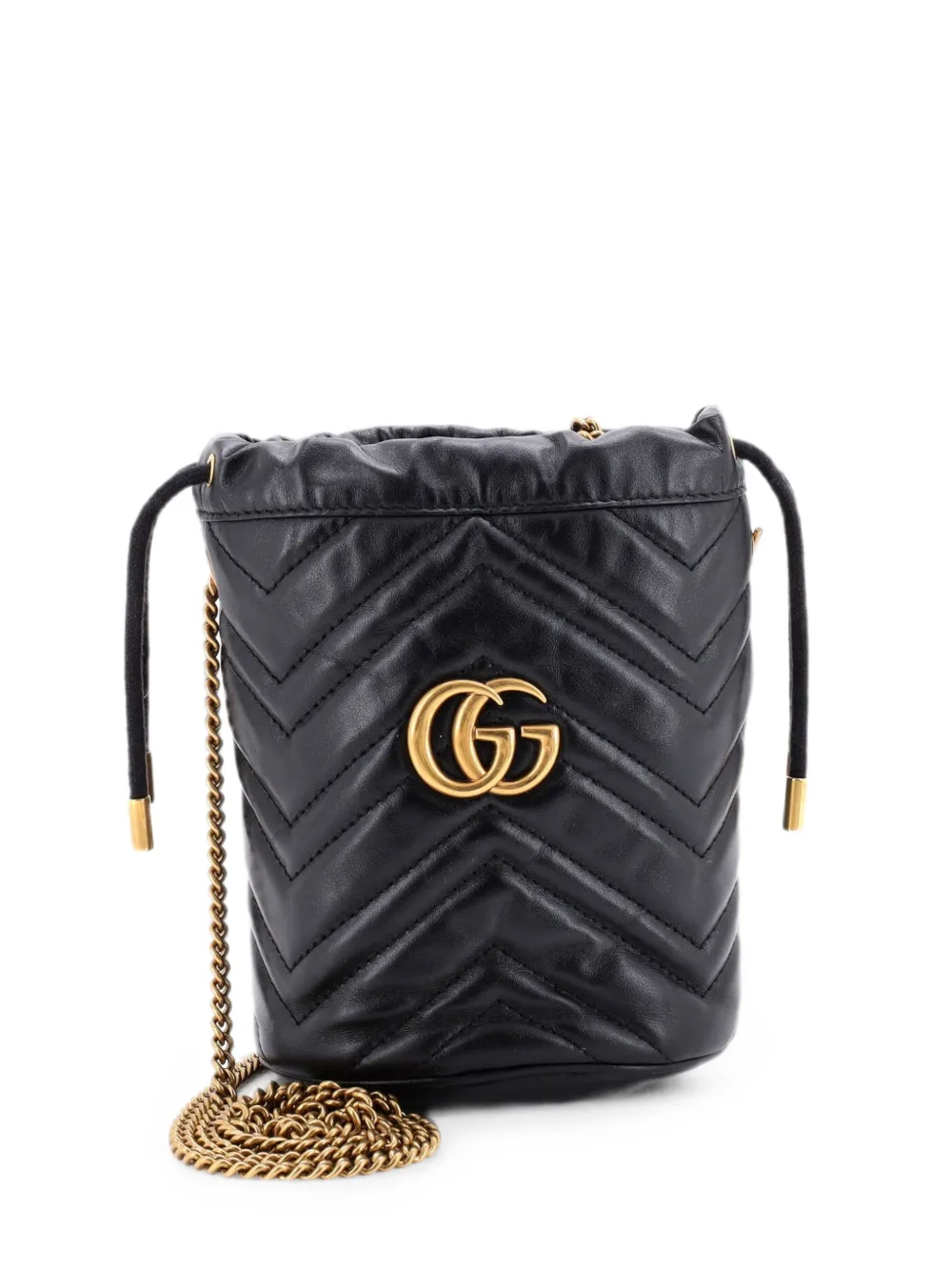Gucci Pre-Owned Borsa a secchiello GG Marmont mini in pelle matelassé - Nero
