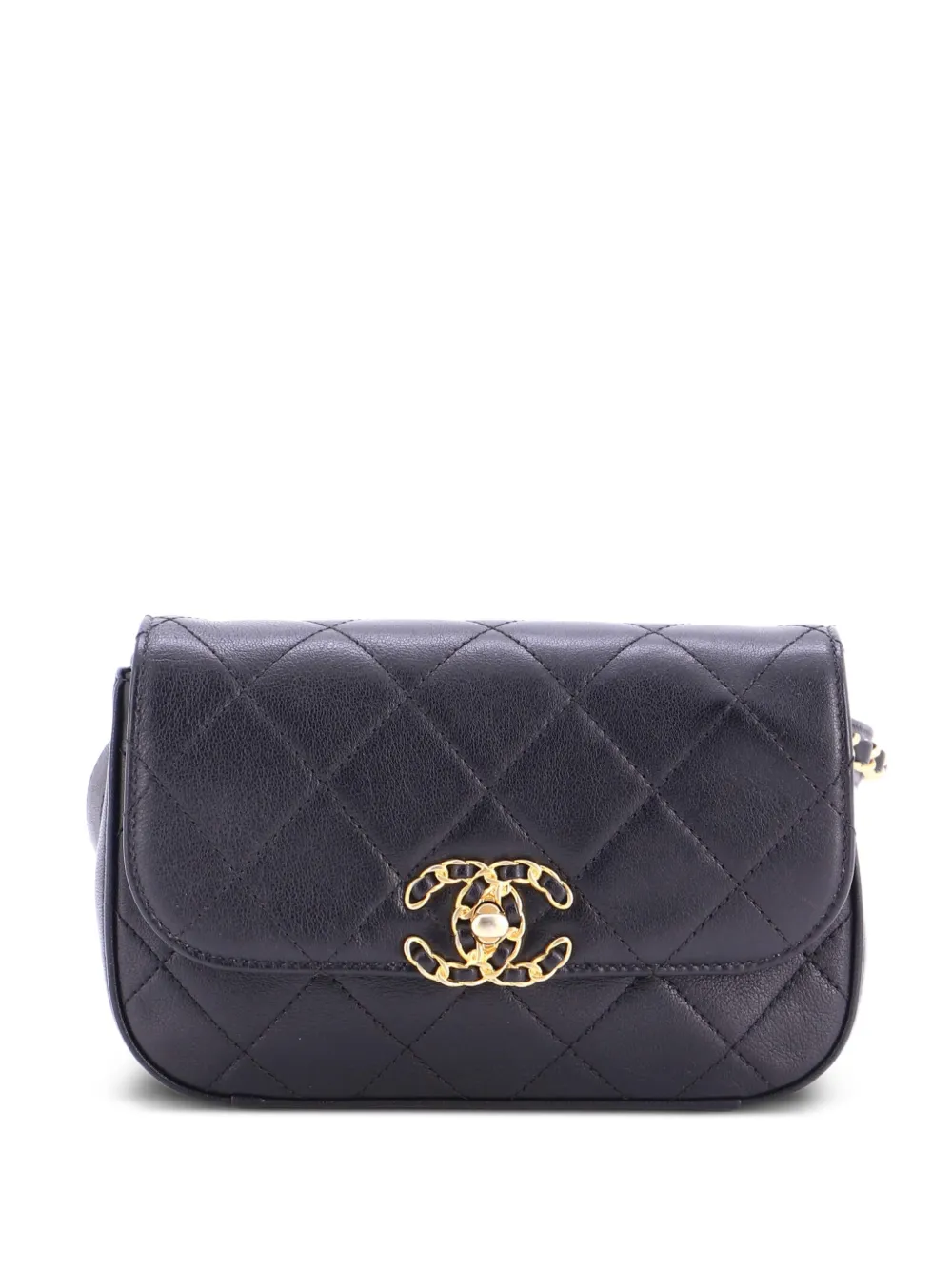 CHANEL Pre-Owned Chain Infinity Waist Bag Quilted Lambskin belt bag - Black