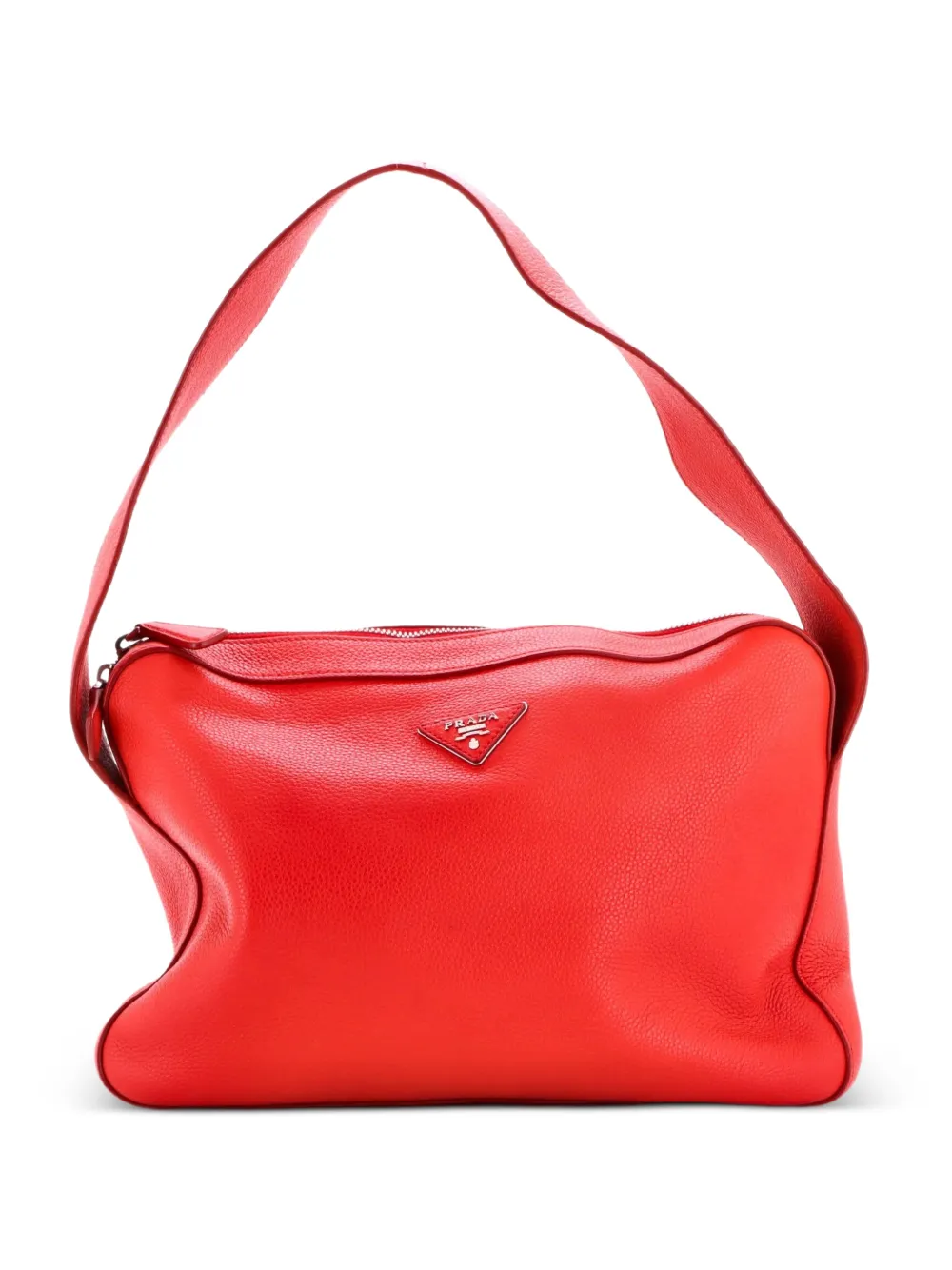 Prada Pre-Owned Mittelgroße Vitello Daino Schultertasche mit Reißverschluss - Rot