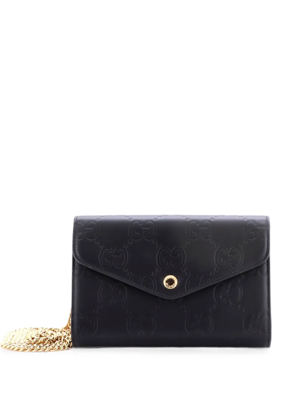 Gucci Pre-Owned Borsa a spalla in pelle Guccissima con catena - Nero