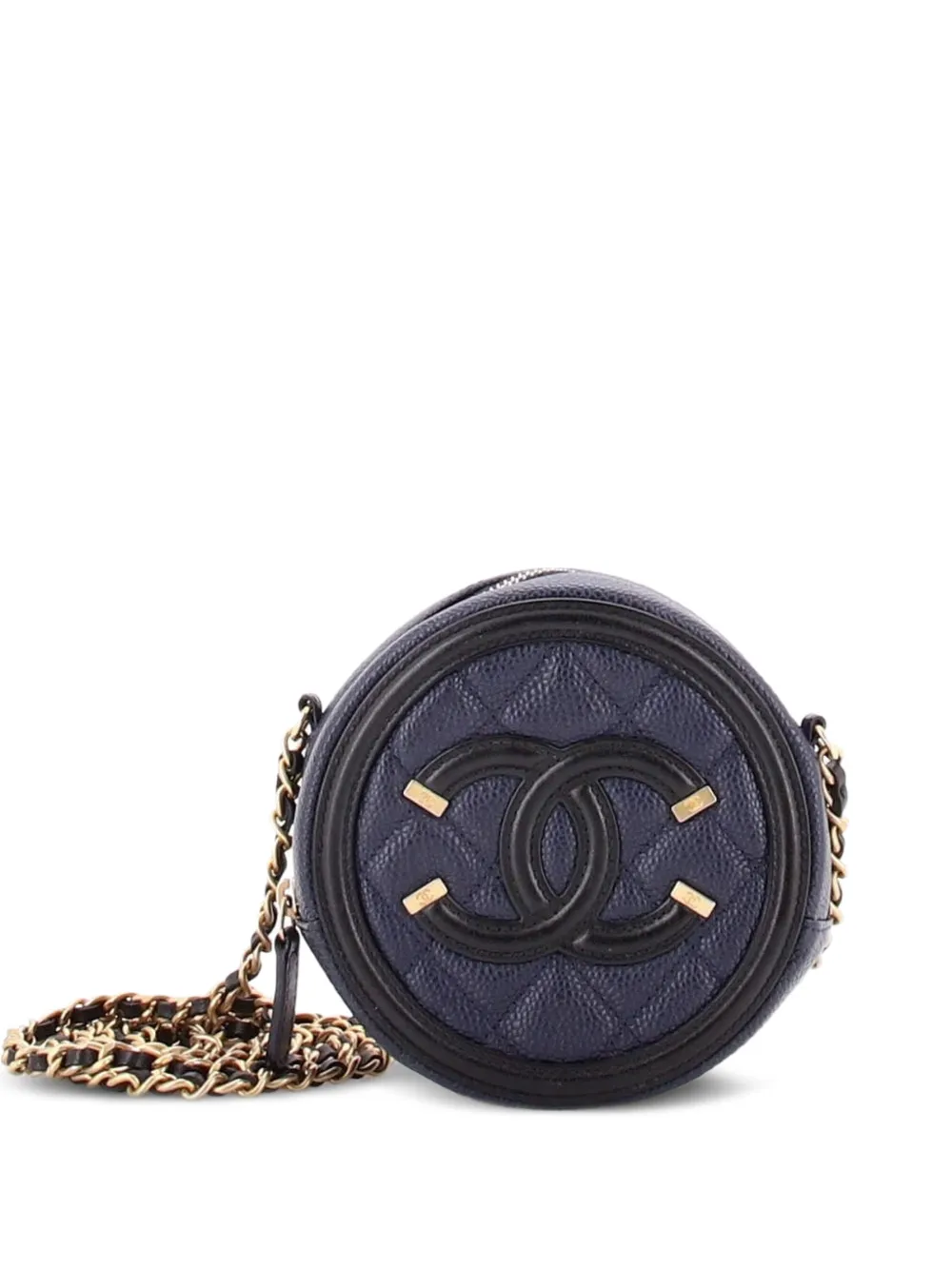 CHANEL Pre-Owned Borsa a tracolla mino in pelle Caviar trapuntata con catena - Nero