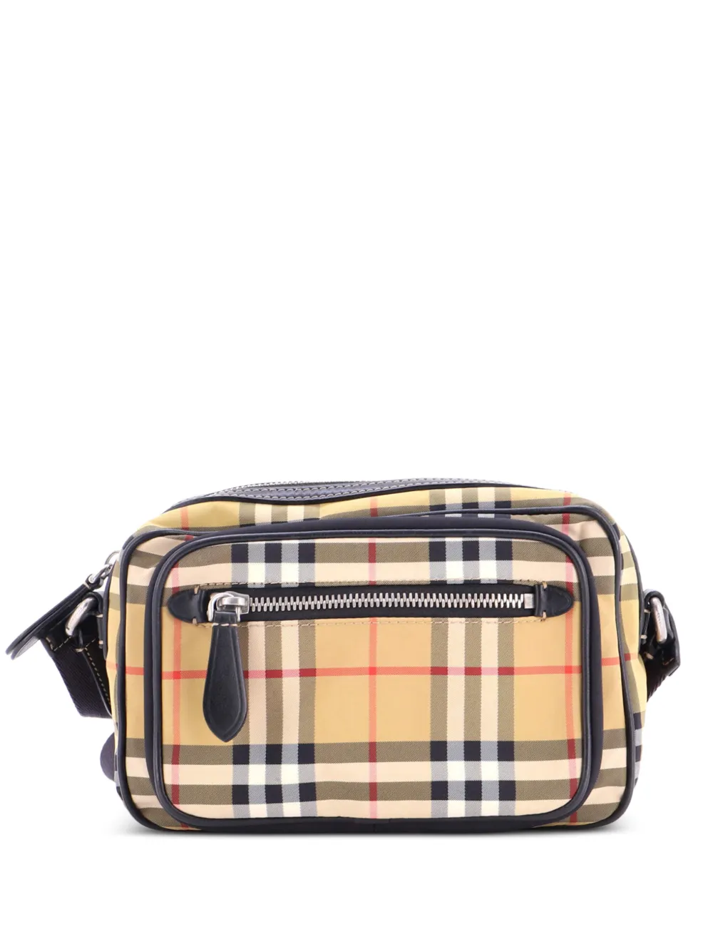 Burberry Pre-Owned Borsa a tracolla in tela con motivo Vintage Check e tasca frontale - Nero