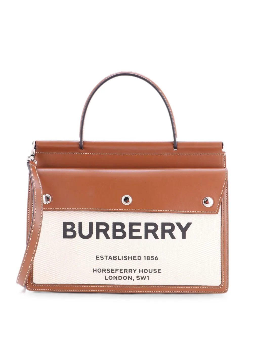Burberry Pre-Owned Kleine Title Pocket Horseferry Schultertasche aus Canvas mit Print - Braun
