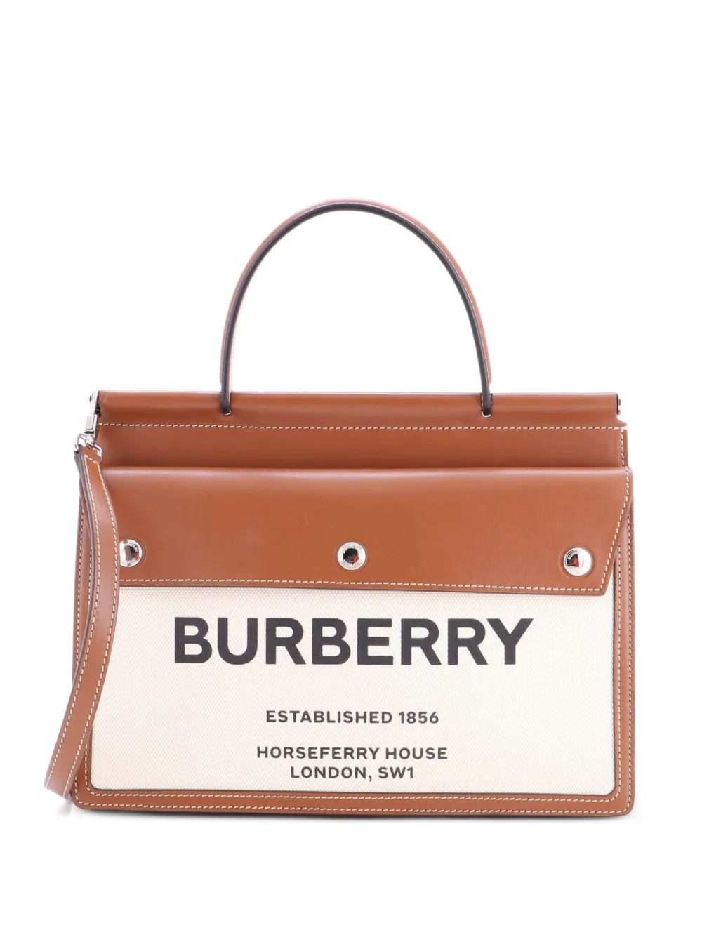 Burberry Pre-Owned Kleine Title Pocket Horseferry Schultertasche aus Canvas mit Print - Braun