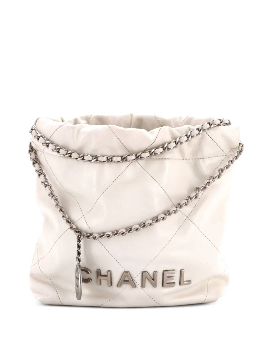 CHANEL Pre-Owned Borsa a tracolla 22 mini in pelle di vitello trapuntata - Bianco