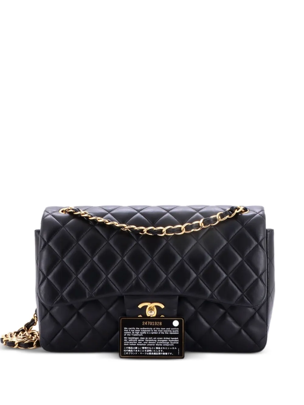 CHANEL Pre-Owned Classic Double Flap Bag Quilted Lambskin Jumbo shoulder bag - Black
