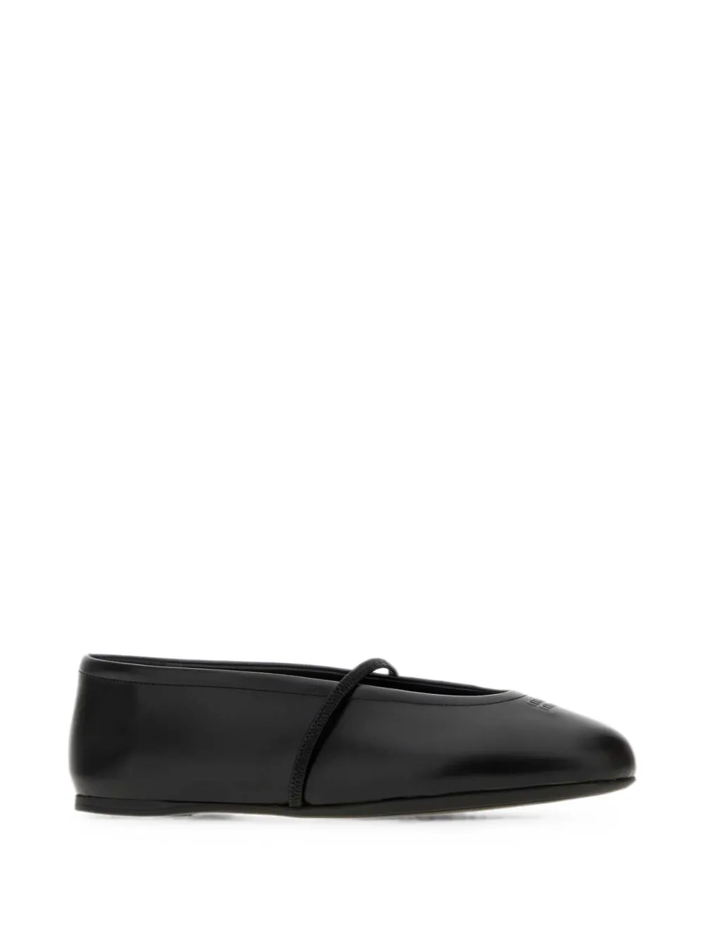 Miu logo-embossed leather ballet flats Zwart