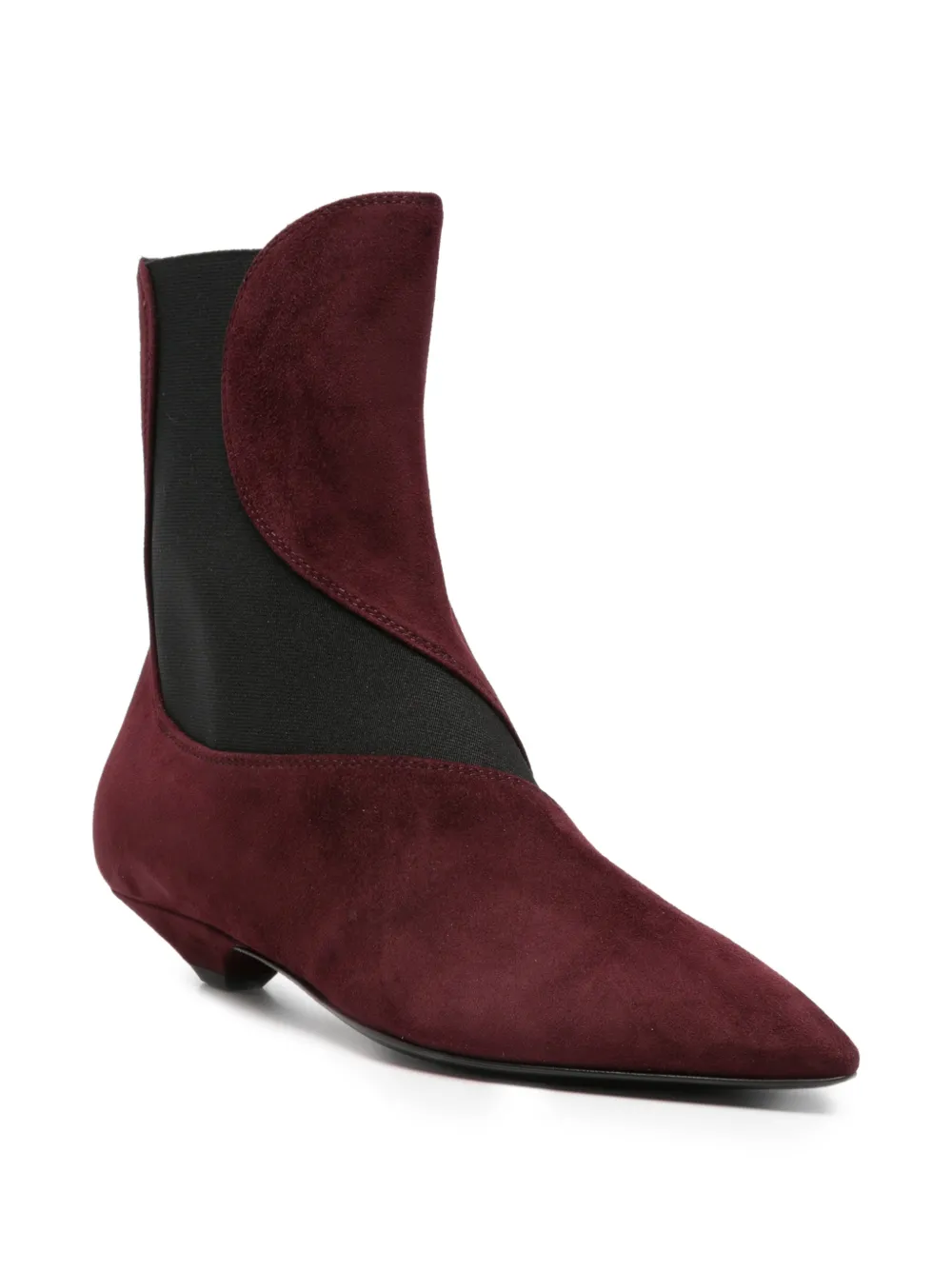 Sergio Rossi pointed-toe panelled ankle boots Rood