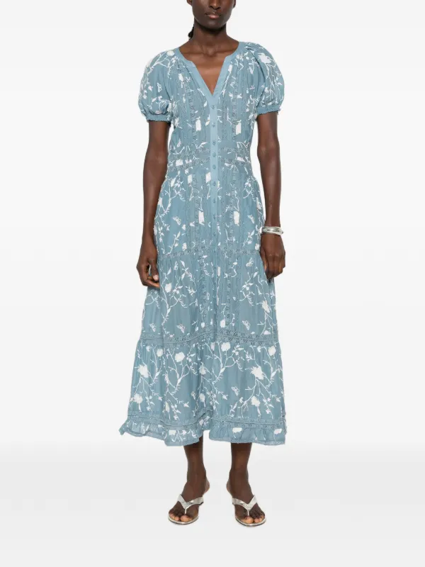 alice and olivia blue lace dress + lace-trim floral-print Maxi | baby blue Loomaby Elegant Light Blue Size:CHILD-6 FIT About 52.25 from