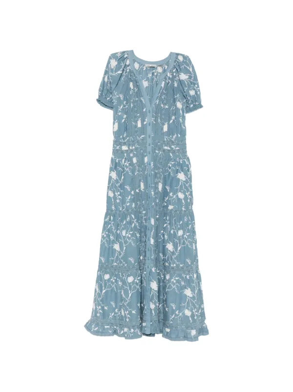 alice olivia blue lace dress + lace-trim floral-print Maxi | 9/6/22 Blush Pink sequins Fancy Size:54 X-Long Model is wearing a