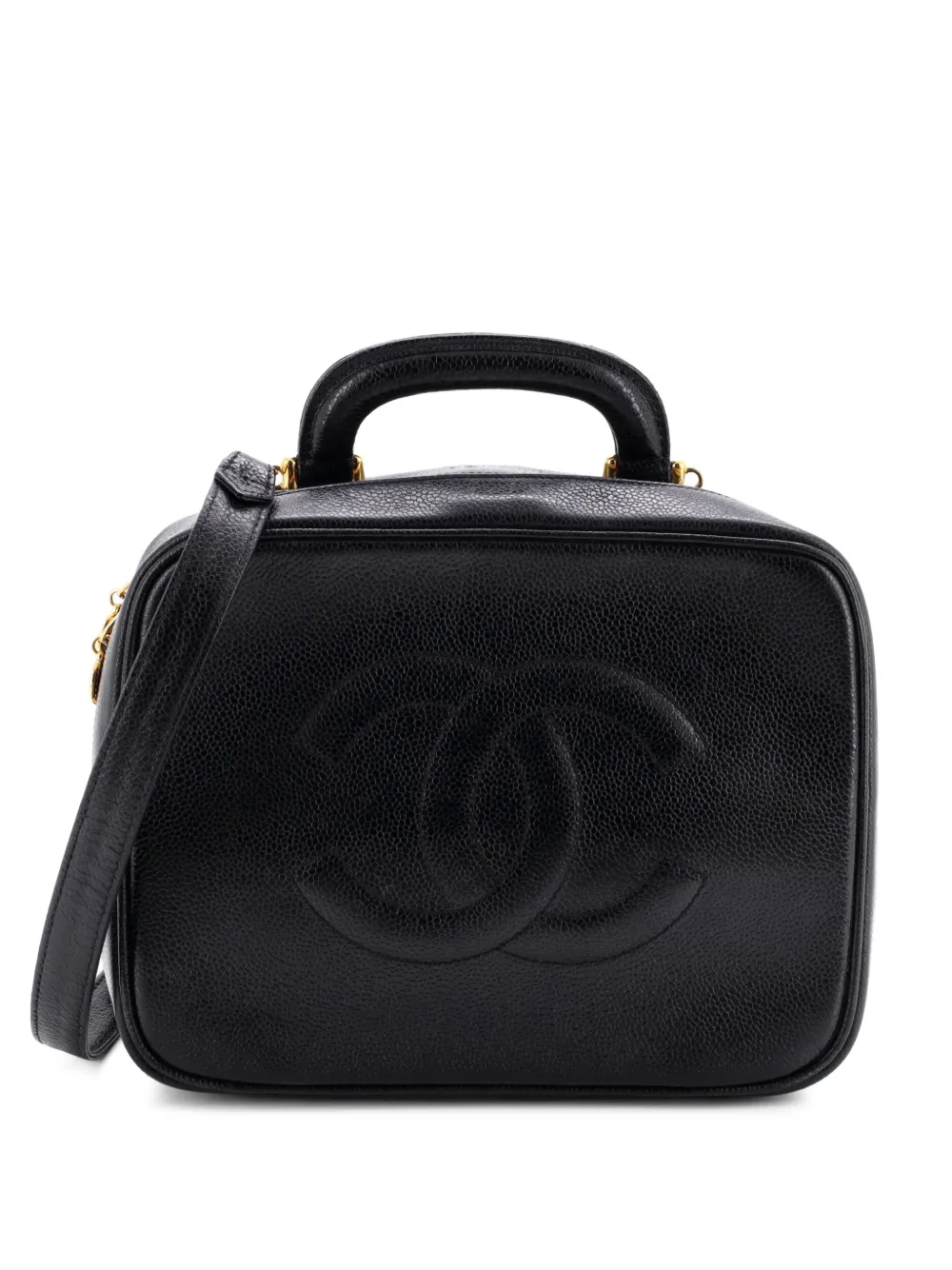 CHANEL Pre-Owned Trousse Timeless piccola in pelle Caviar con zip a giro e tracolla - Nero
