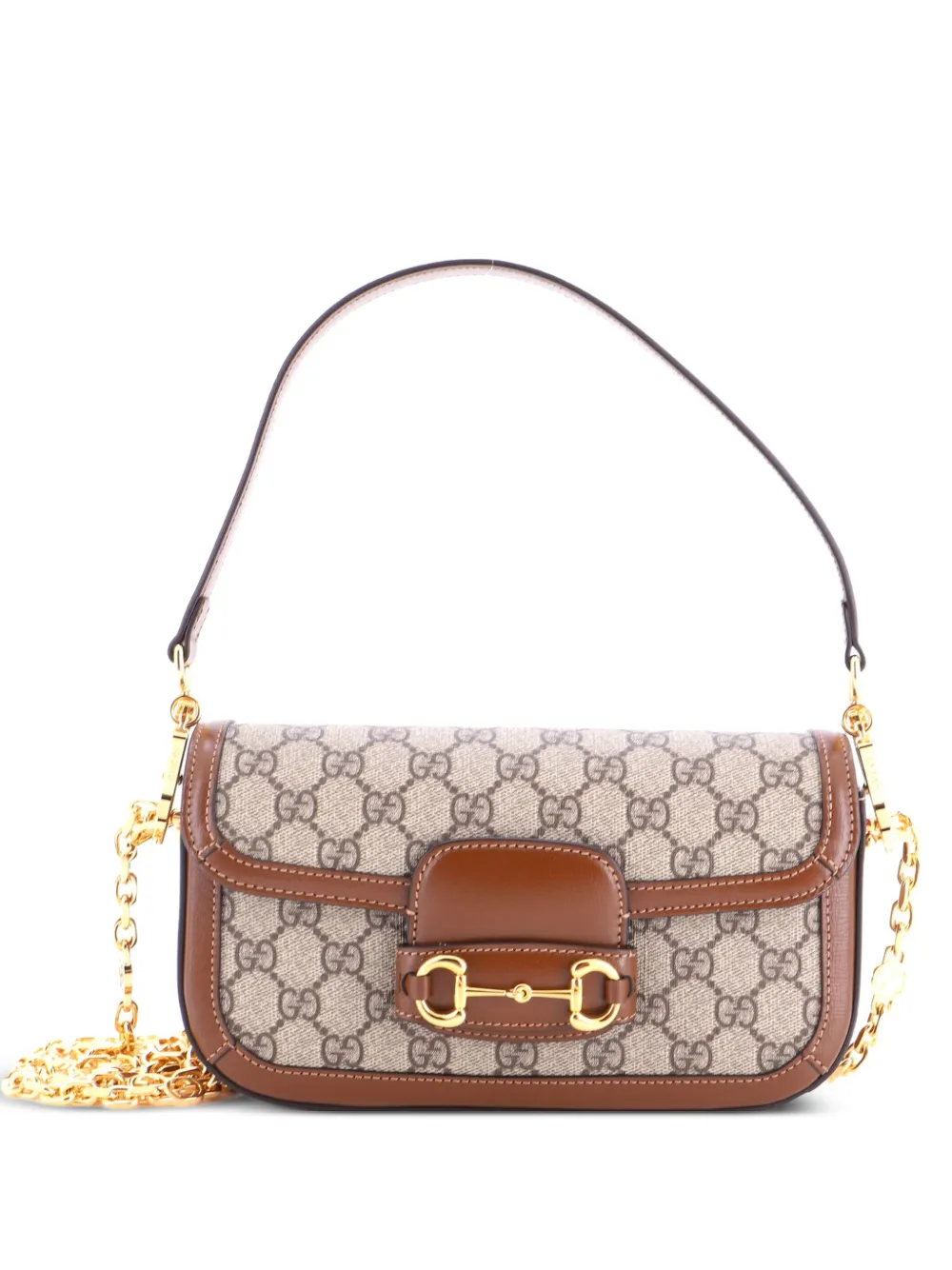 Gucci Pre-Owned Mini Horsebit 1955 Schultertasche aus GG-beschichtetem Canvas - Braun
