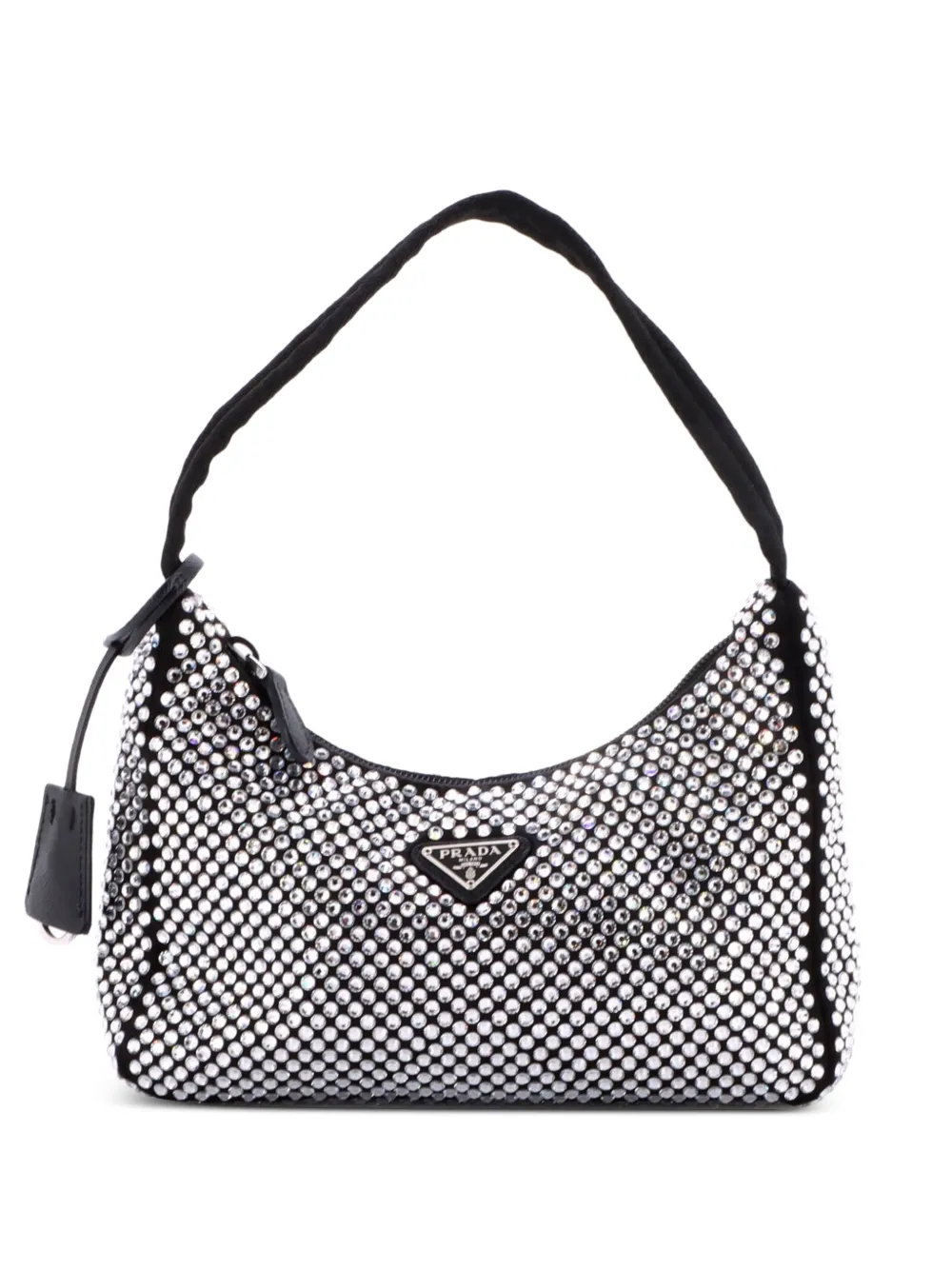 Prada Pre-Owned Re-Edition 2000 Crystal Embellished Satin Mini hobo bag - Schwarz