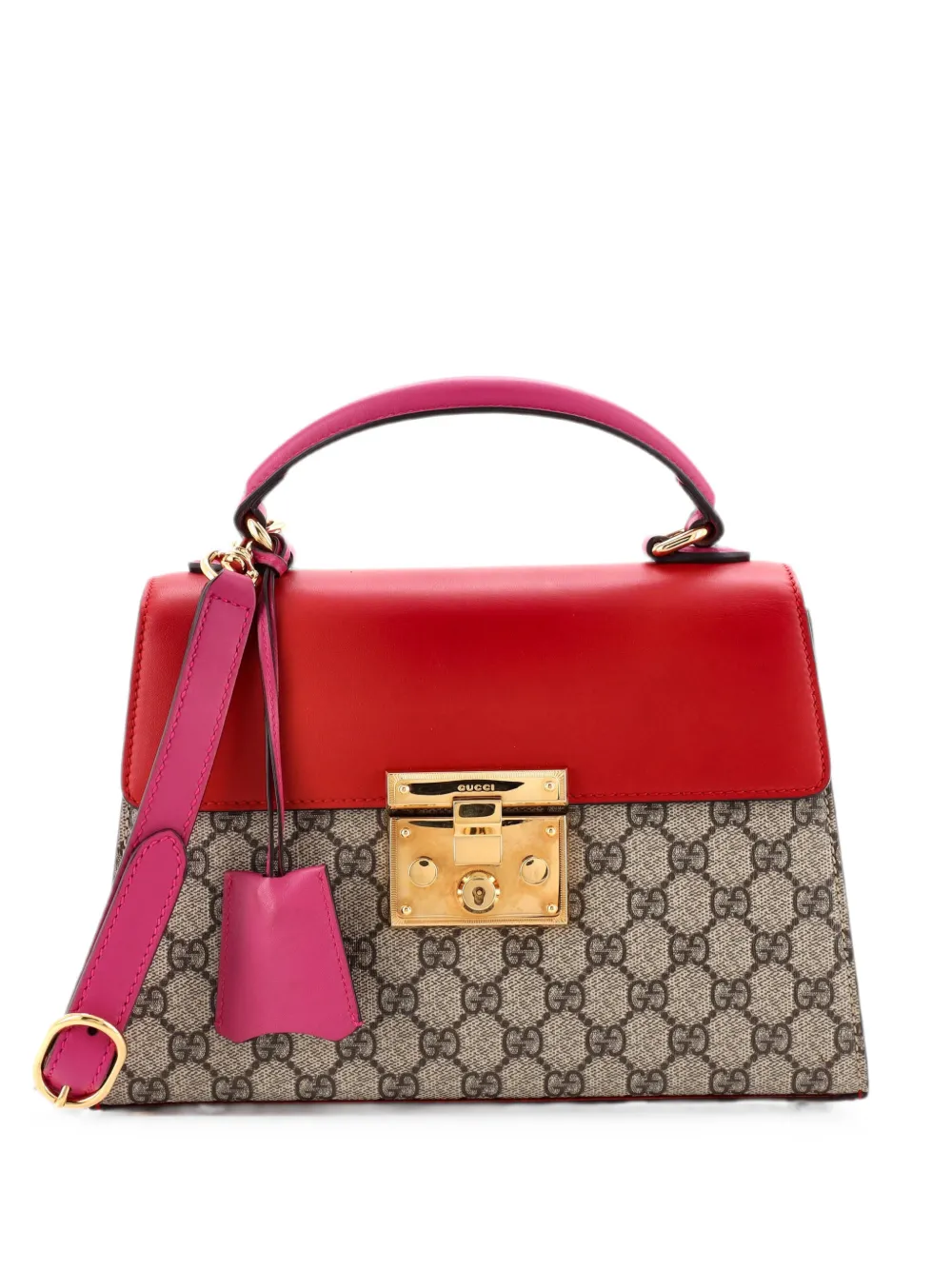Gucci Pre-Owned Kleine Padlock Handtasche mit GG-Beschichtung aus Canvas und Leder - Rosa