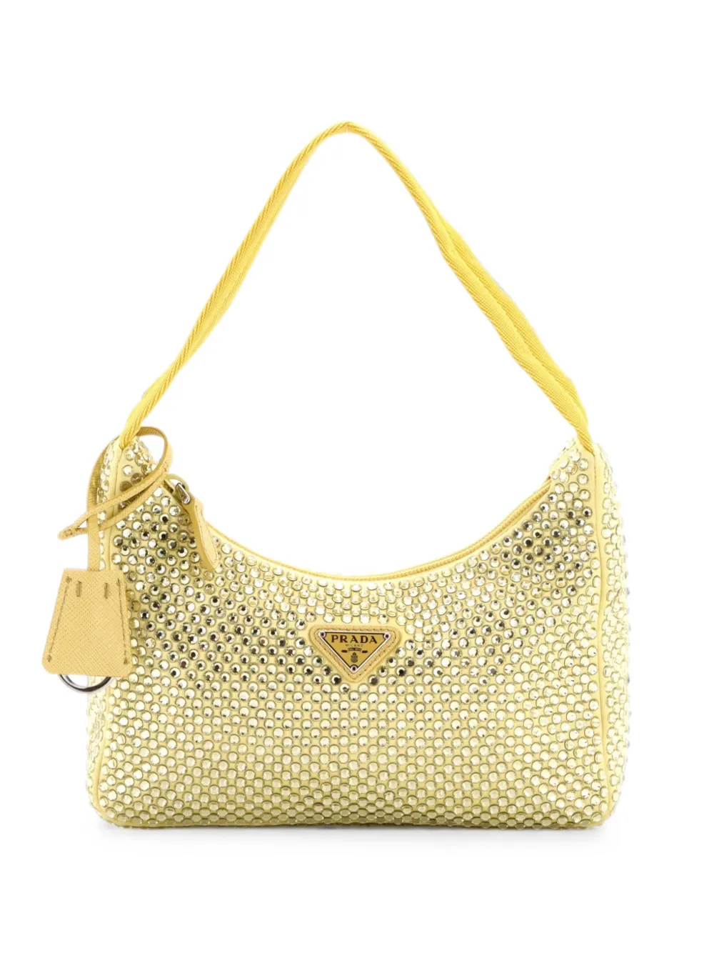 Prada Pre-Owned Re-Edition 2000 Crystal Embellished Satin Mini hobo bag - Gelb