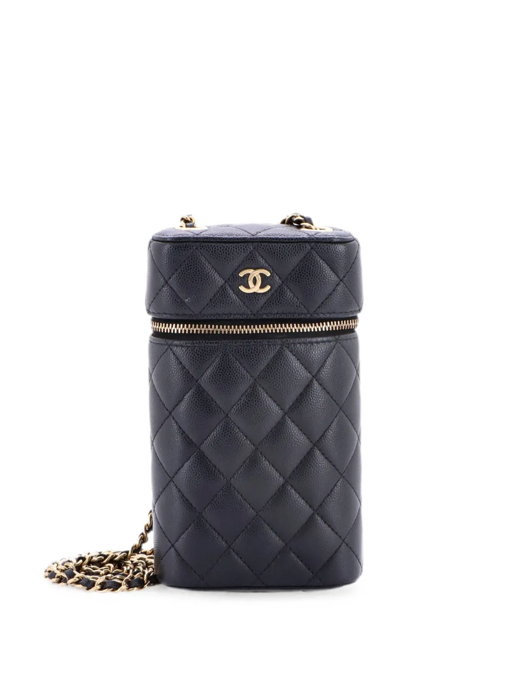 CHANEL Pre-Owned Clutch in pelle Caviar trapuntata con battente e catena - Blu