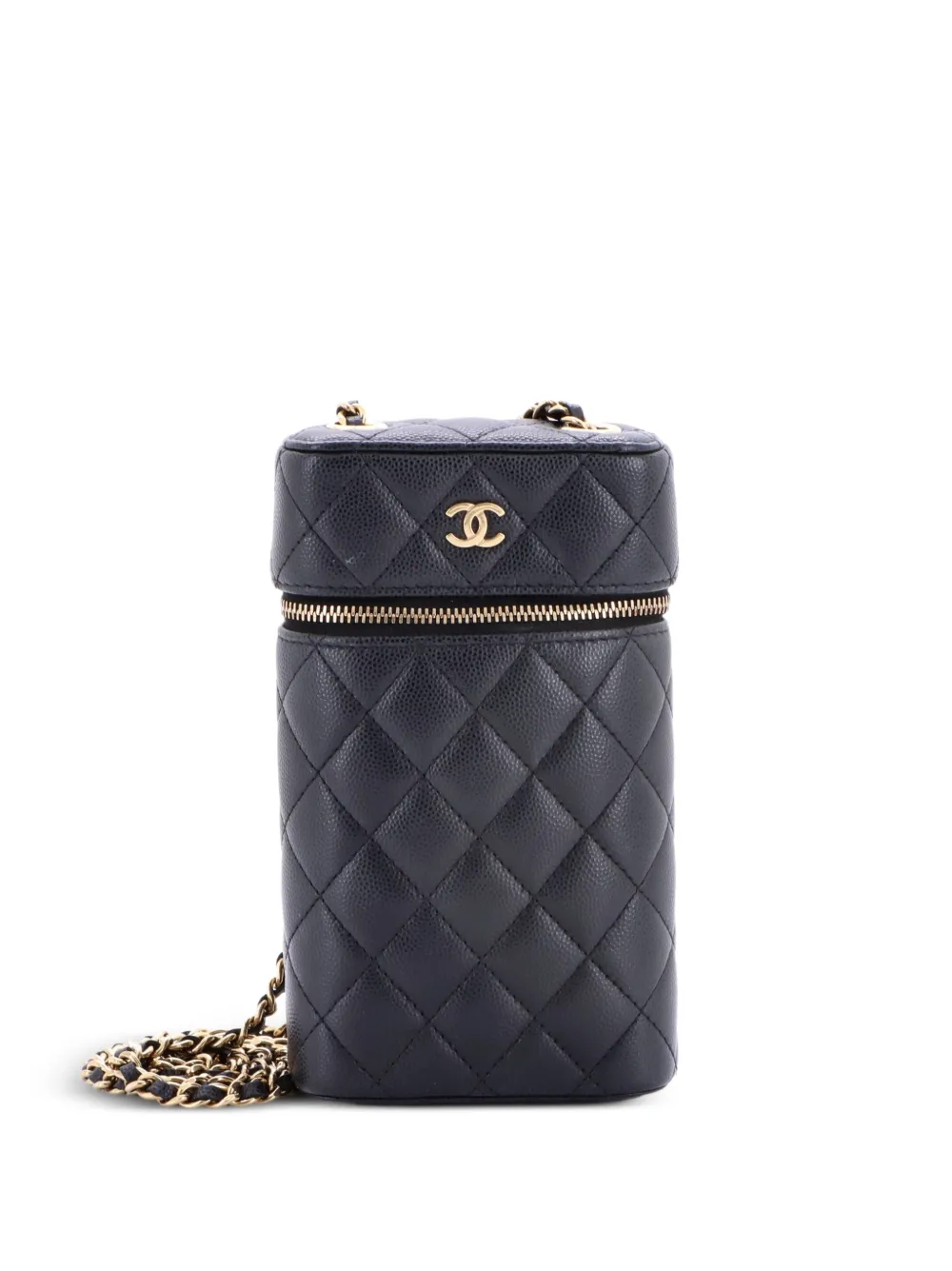CHANEL Pre-Owned Classic Vanity Phone Holder with Chain Quilted Caviar clutch bag - Blue