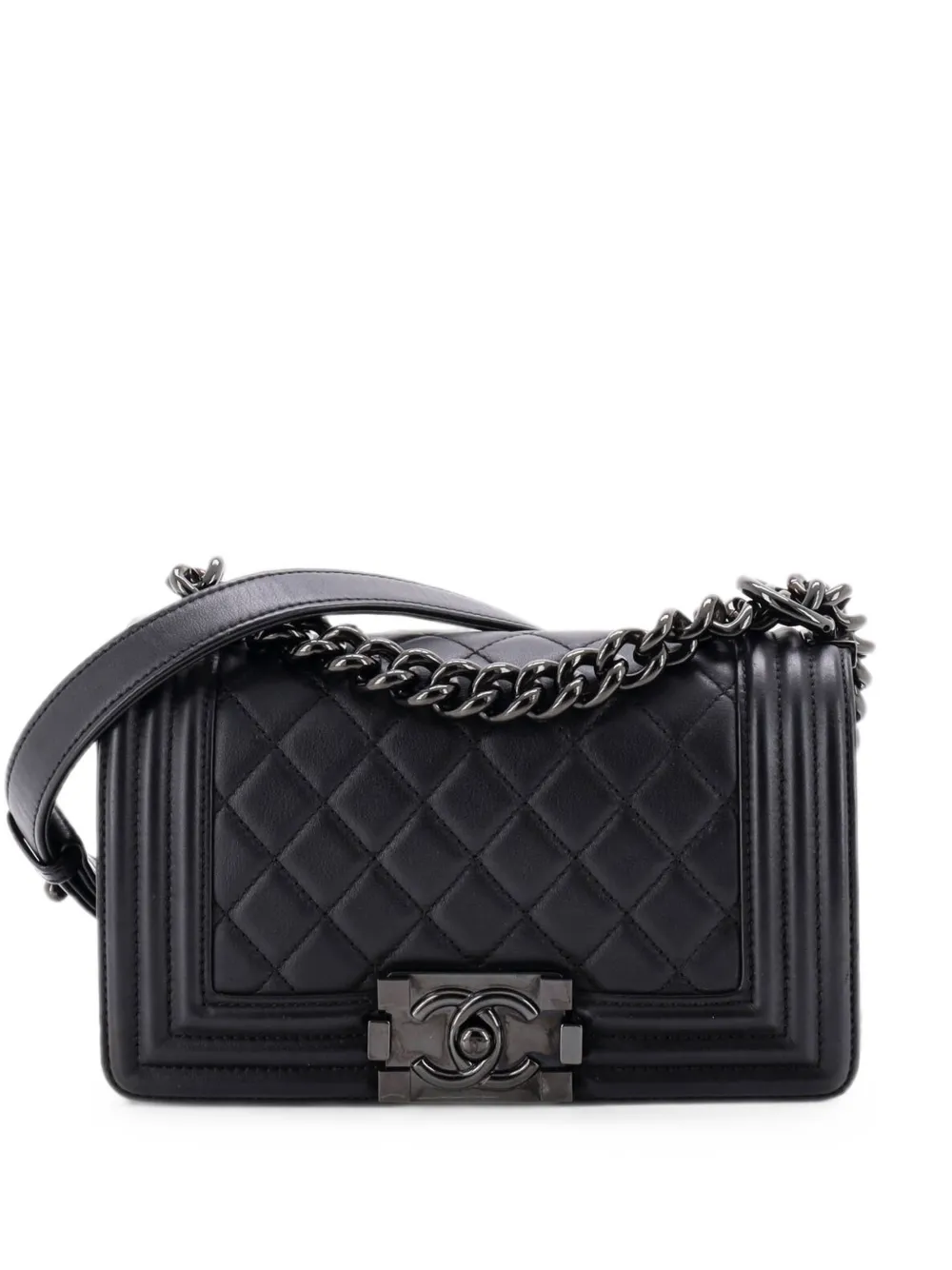 CHANEL Pre-Owned So Black Boy Flap Bag Quilted Lambskin Small shoulder bag