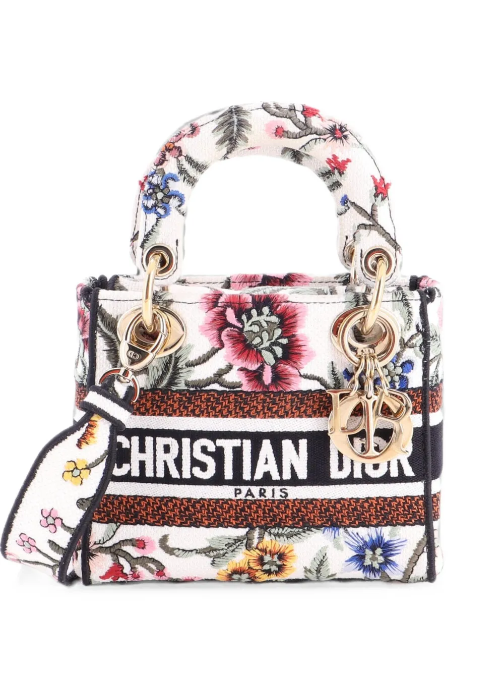 Christian Dior Pre-Owned Borsa a tracolla Lady D-Lite mini in tela con ricamo - Nero