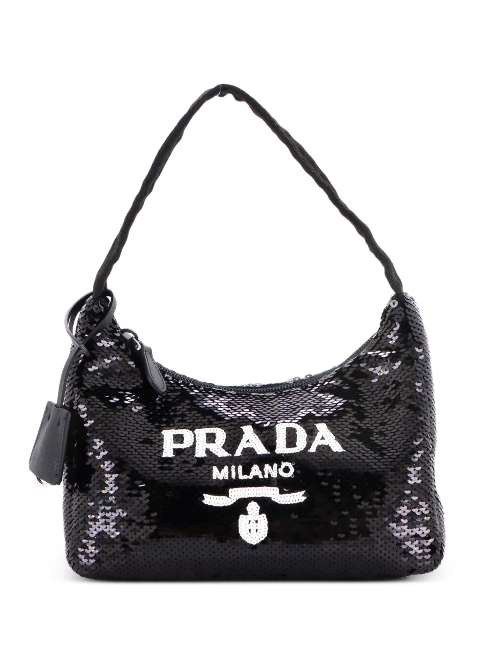 Prada Pre-Owned Borsa passepartout Re-Edition 2000 Mini con paillettes - Nero