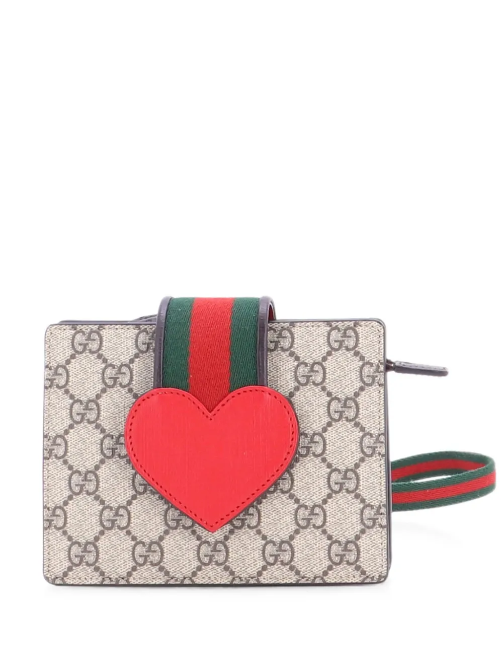 Gucci Pre-Owned Borsa a tracolla Children's Web Heart in tela cerata GG - Marrone