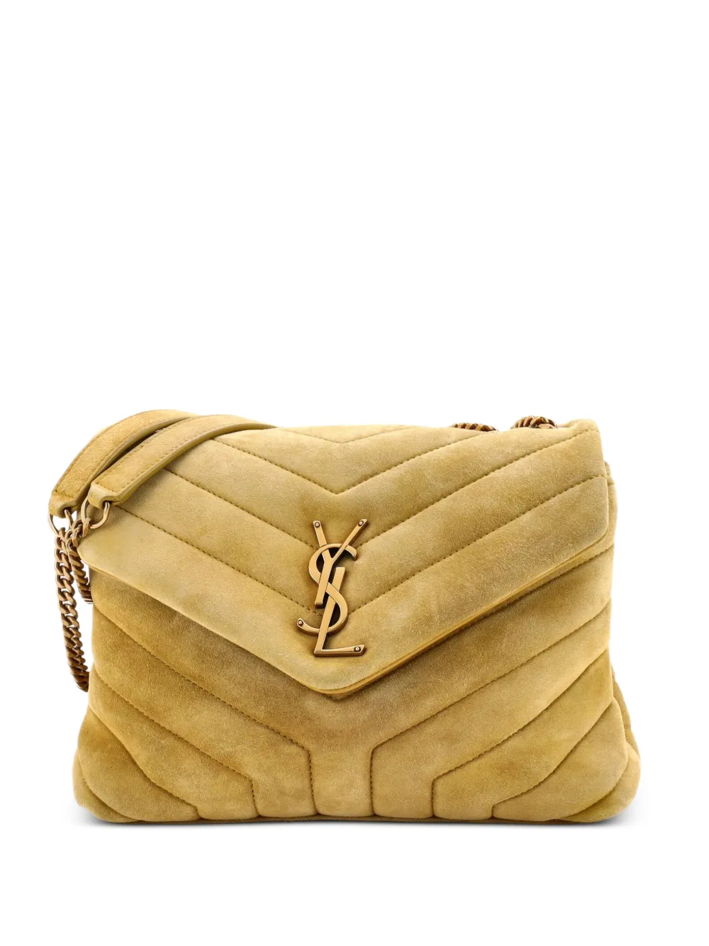 Saint Laurent Pre-Owned Loulou Matelasse Chevron Suede Small shoulder bag - Yellow