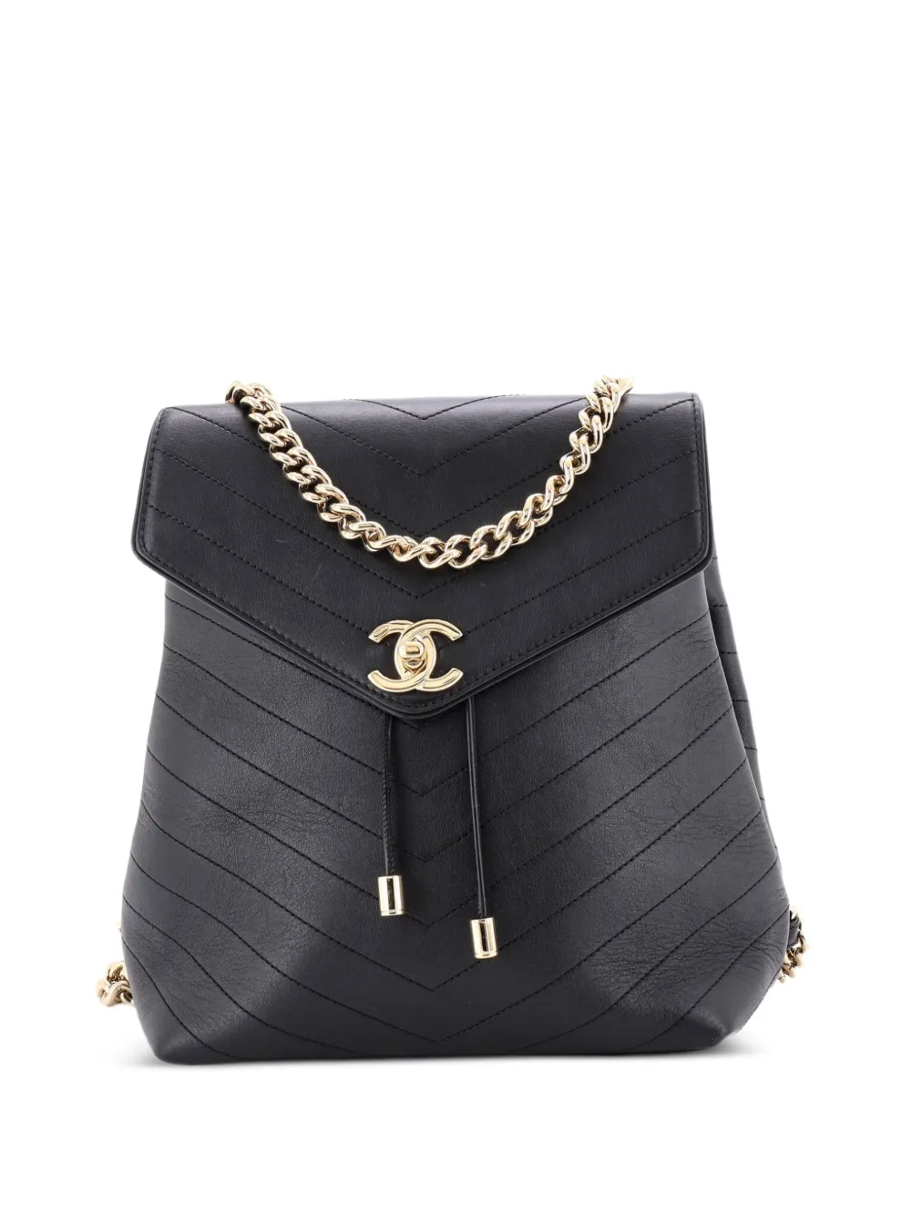 CHANEL Pre-Owned Zaino Coco piccolo in pelle di vitello con motivo chevron - Nero
