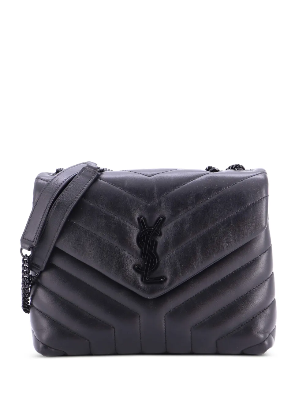 Saint Laurent Pre-Owned Borsa a spalla Loulou piccola in pelle matelassé con motivo chevron - Nero
