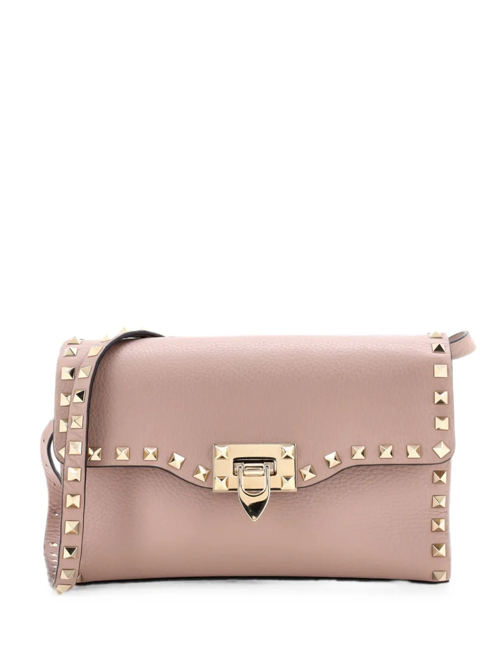 Valentino Garavani Pre-Owned Borsa a tracolla Rockstud Flip Lock media in pelle con battente - Toni neutri