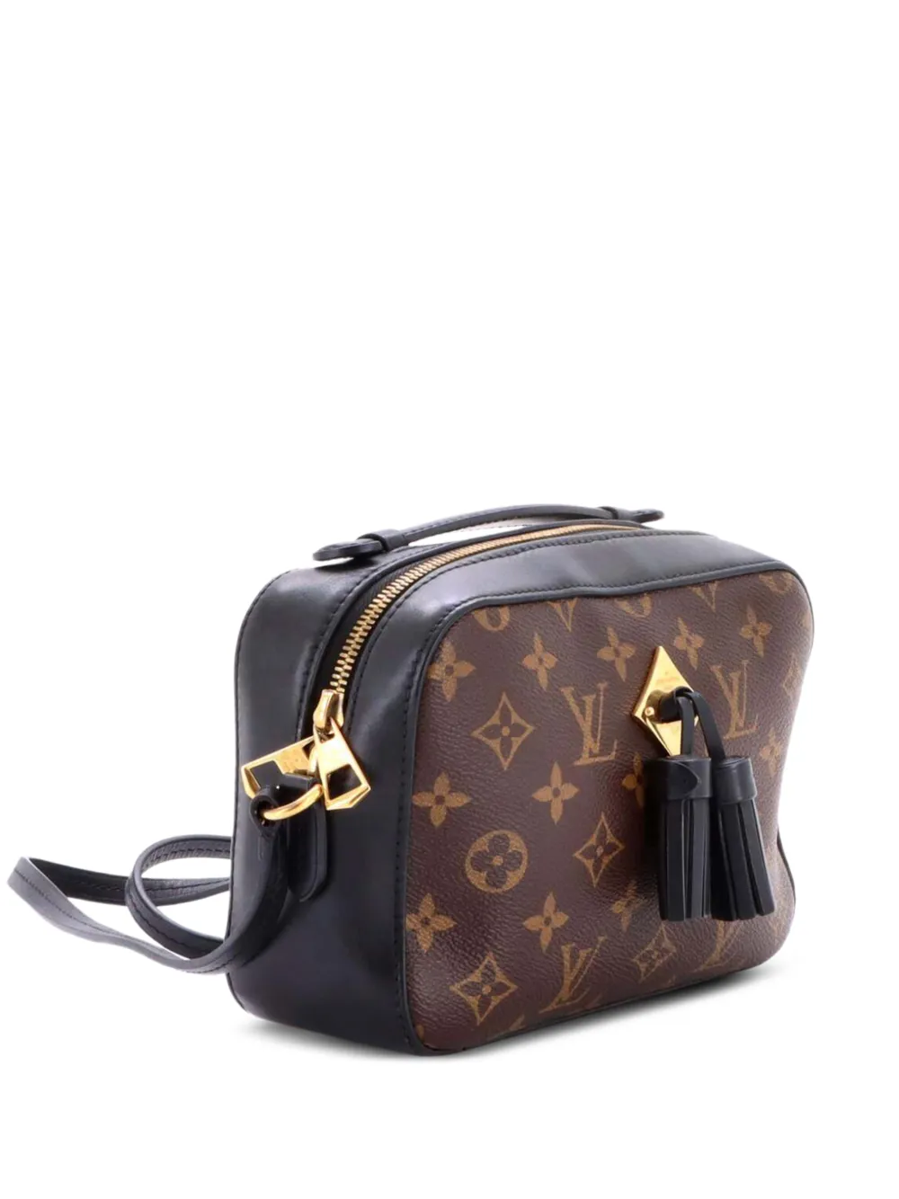 Louis Vuitton Pre-Owned Borsa a mano Saintonge in pelle e tela con monogramma e tracolla - Nero