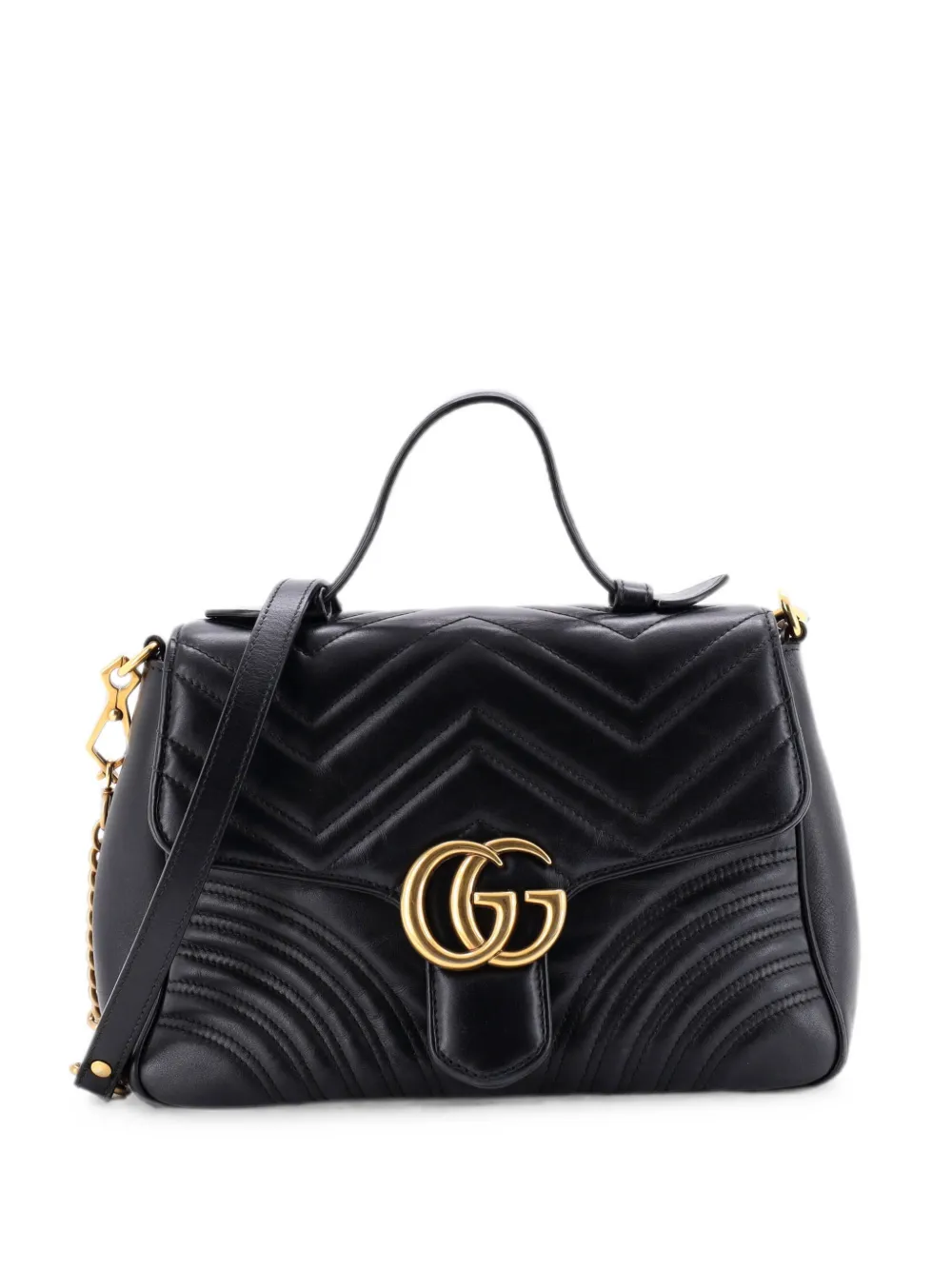 Gucci Pre-Owned Borsa a tracolla GG Marmont piccola in pelle matelassé con battente e manico - Nero