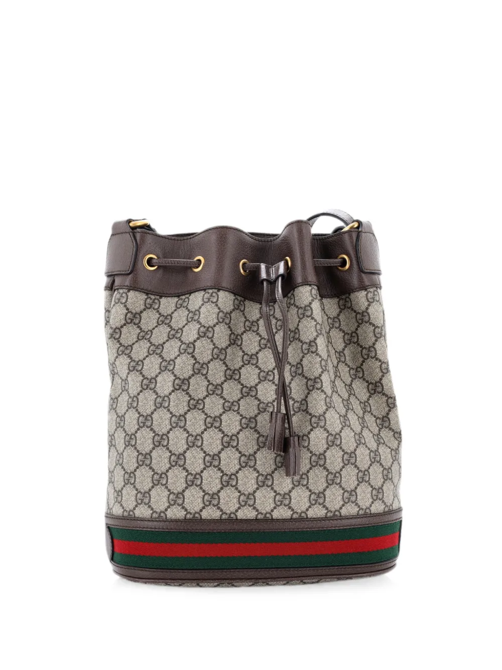 Gucci Pre-Owned Borsa a secchiello Ophidia media in tela cerata GG - Marrone