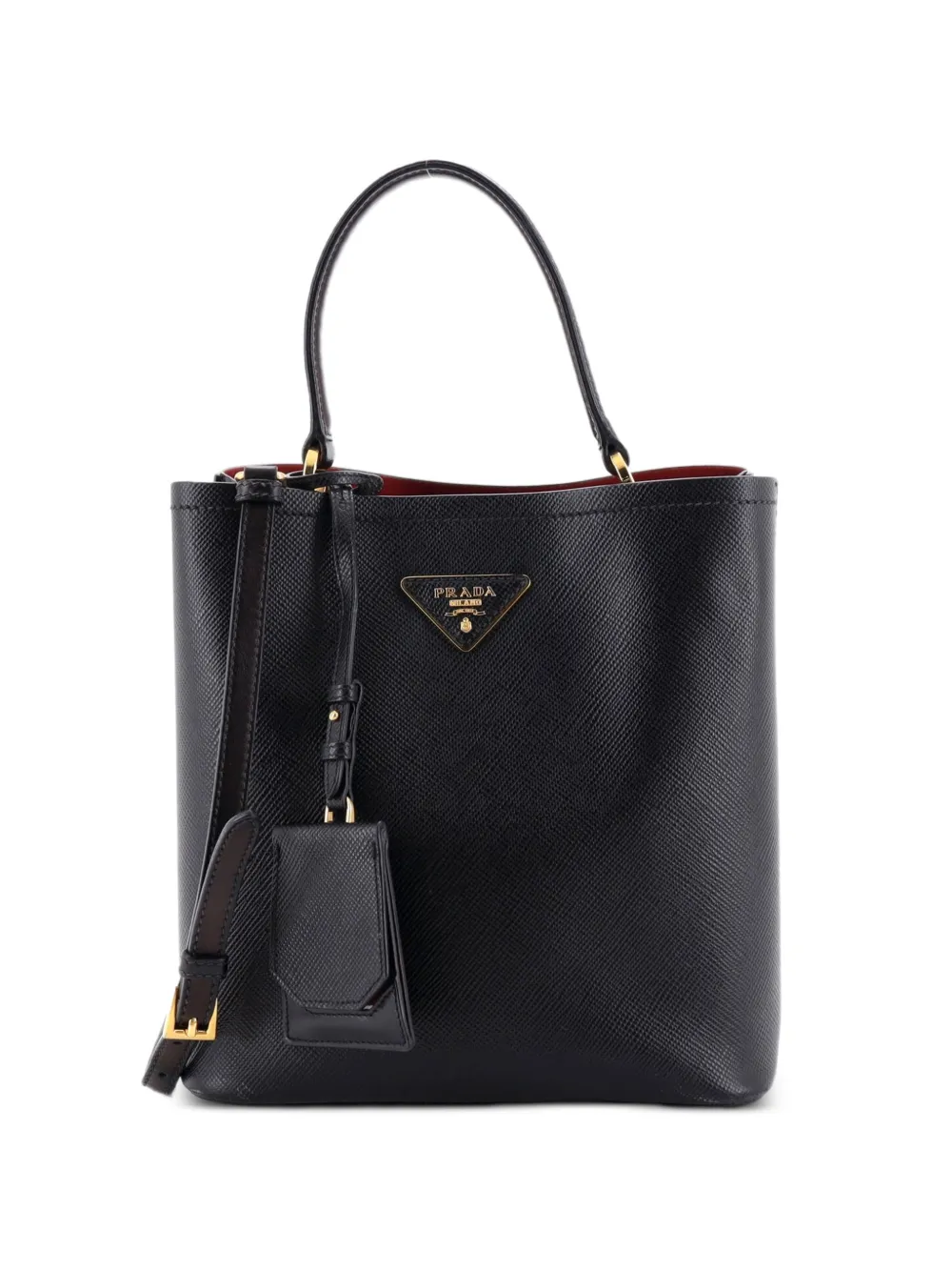 Prada Pre-Owned Borsa a secchiello Panier media in pelle Saffiano - Nero