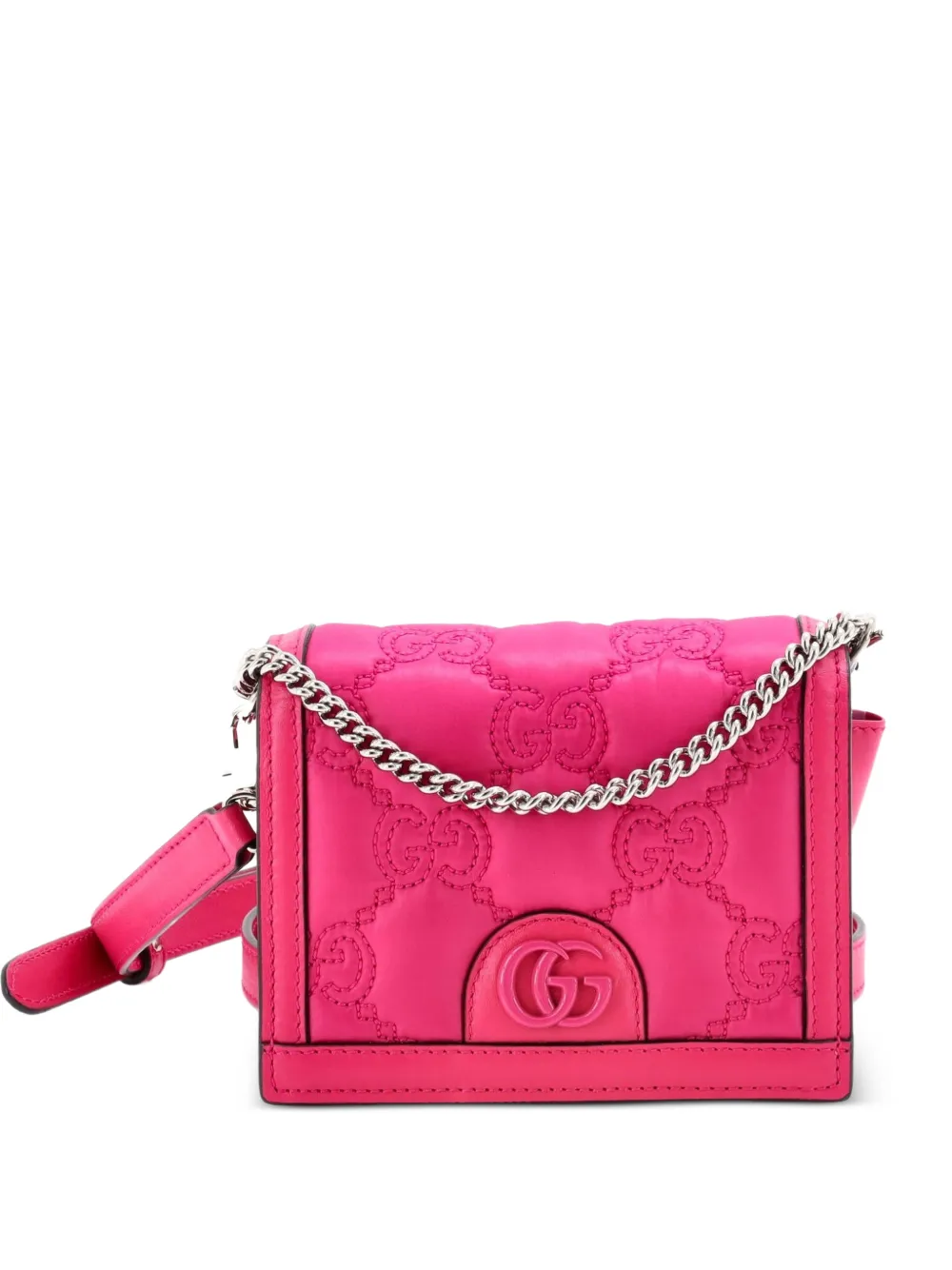 Gucci Pre-Owned Mini GG Marmont Flap Umhängetasche aus Nylon mit Leder - Rosa