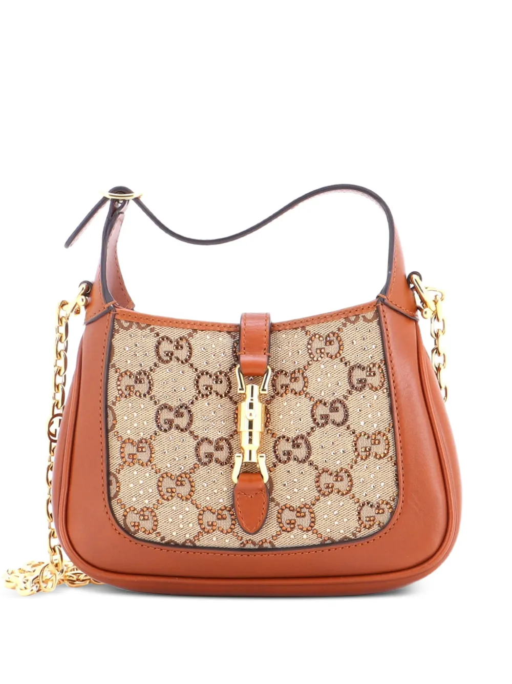 Gucci Pre-Owned Jackie 1961 Mini-Tasche aus GG Canvas mit Kristallen - Braun