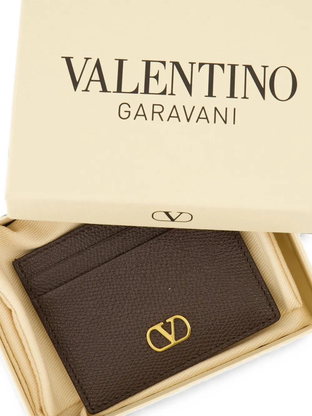Valentino Garavani VLogo Signature leren pasjeshouder Bruin